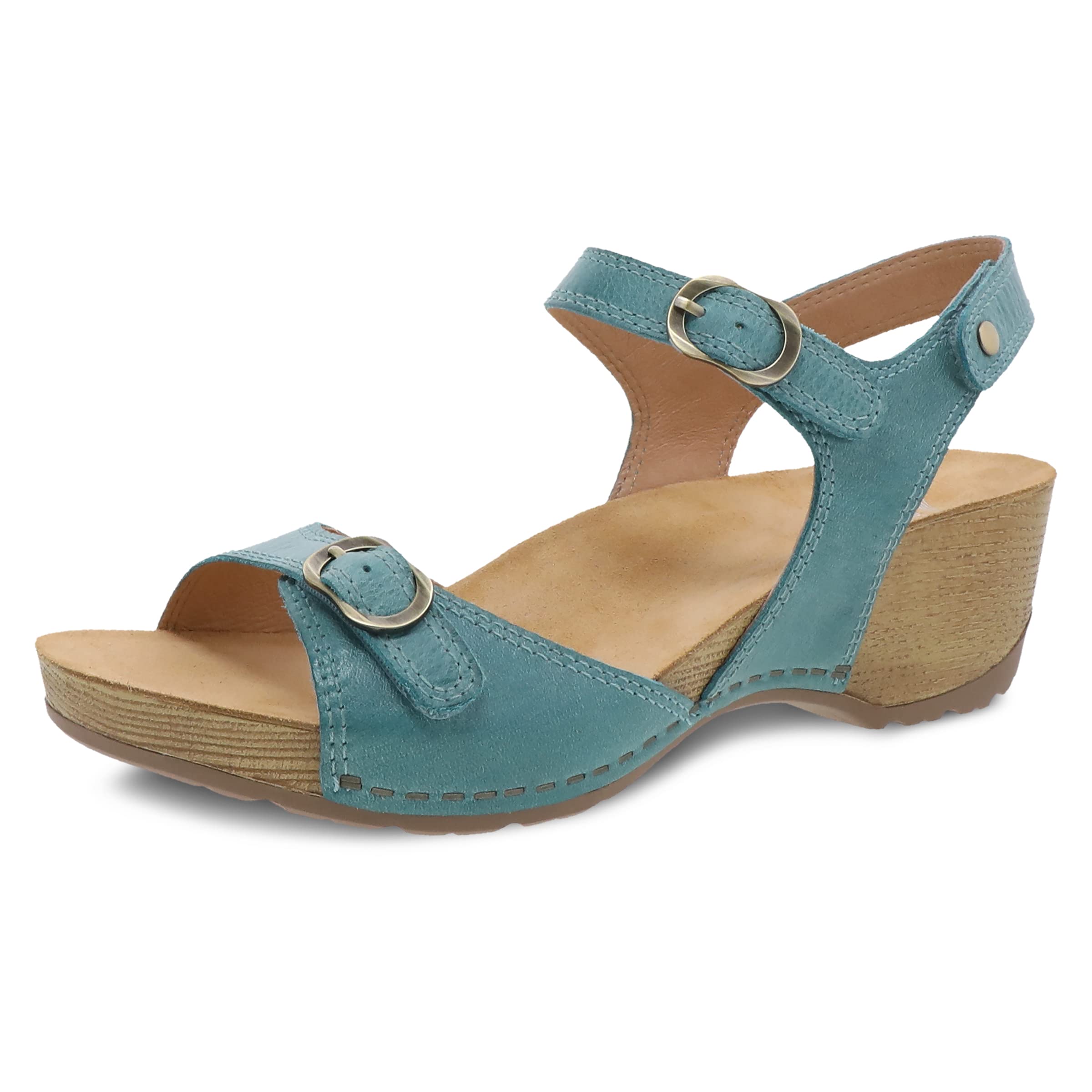 Dansko Women's Tricia Wedge Sandals - Comfortable Leather Slip-On Sandals with Arch Support for Walking, Work & Travel | Casual Summer Shoes for Women