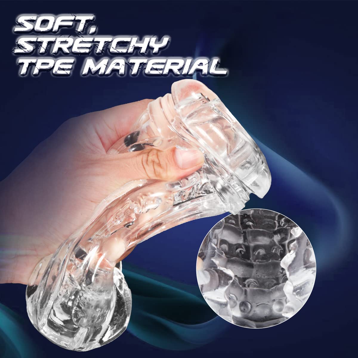Premium TPE Male Masturbator - Realistic Vagina Texture & Blowjob Simulation | Portable Transparent Pocket Pussy | Manual Sucking Extrusion Penis Sleeve for Men | Perfect for Travel, Discreet Solo Play & Couples Enhancement