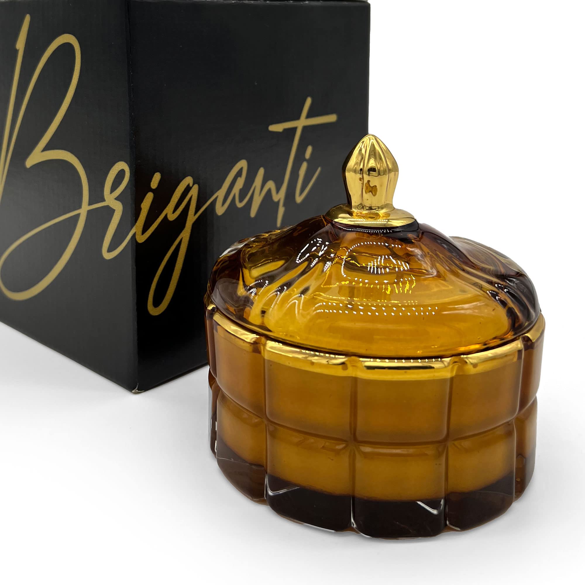 Briganti Natural Soy Wax Scented Candle - 6oz Amber Blossom Tea Scent | Hand-Poured Luxury Candle in Ombre Glass Jar with Lid & Cotton Wick | Clean Burning, Long-Lasting Home Fragrance | Perfect for Relaxation, Meditation & Home Decor
