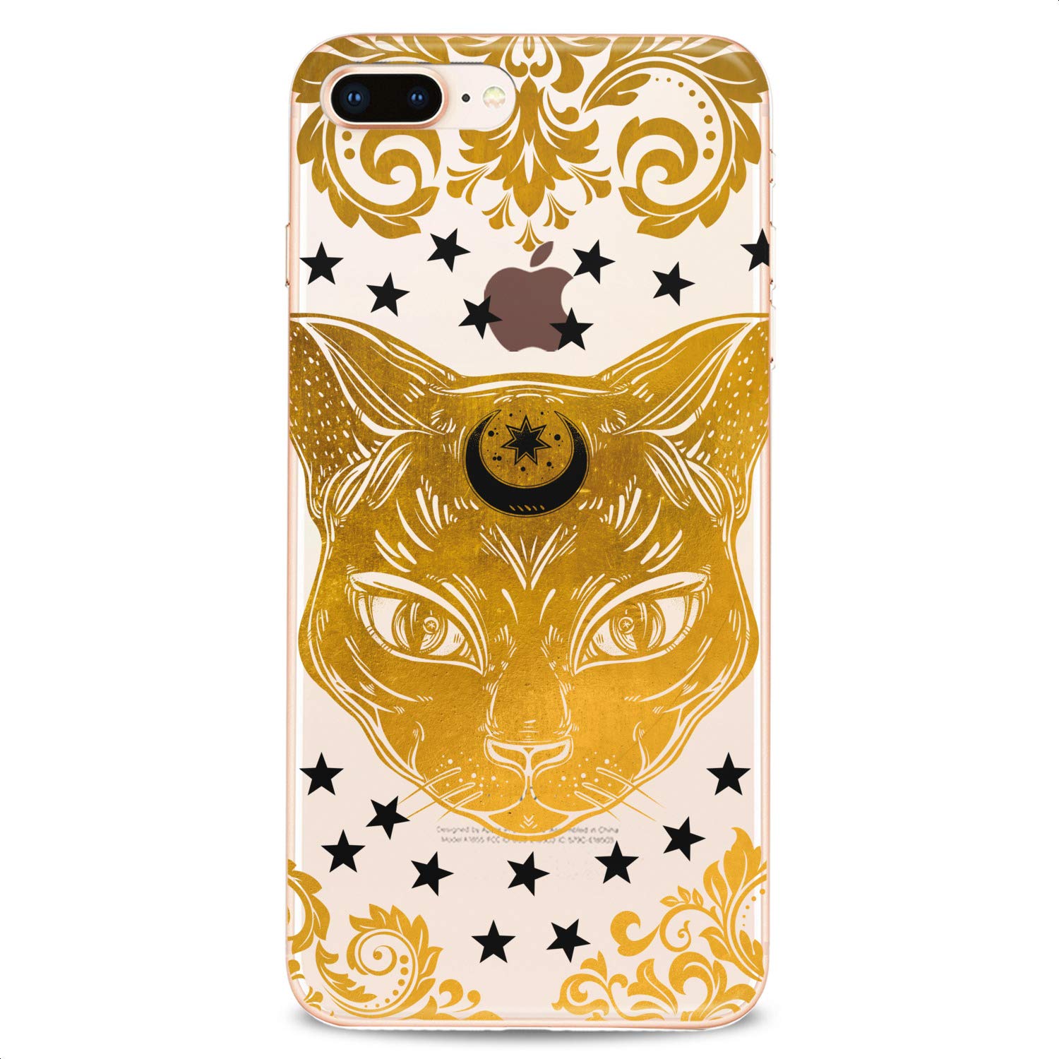 Premium TPU Phone Case for iPhone 16/15/14/13/12/11 Pro Max/Plus/Mini/XS/XR/X/8+/7/6/5/SE - Cute Cat Moon Design, Slim Clear Flexible Silicone Cover with Bohemian Style - Perfect for Girls, Teens & Women (Yellow) | Great for Daily Use, School, Work & Travel Protection