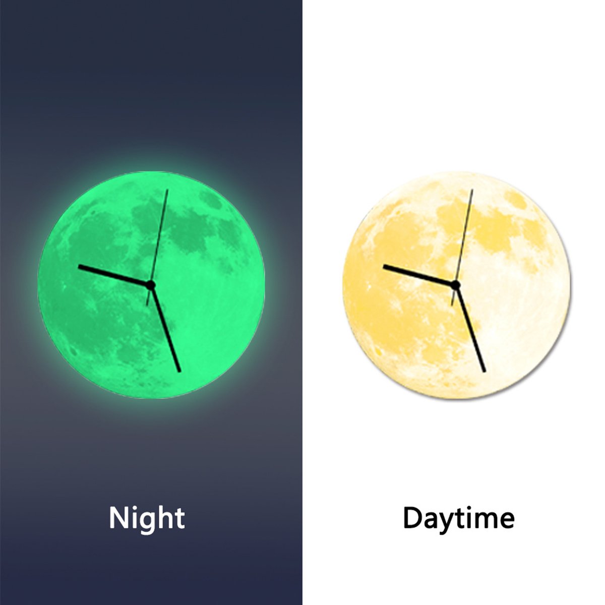 3D DIY Moon Glowing Wall Clock - 12 Inch Acrylic LED Night Light for Bedroom, Living Room & Office Decor (Yellow) - Perfect for Home, Gift & Nighttime Ambiance