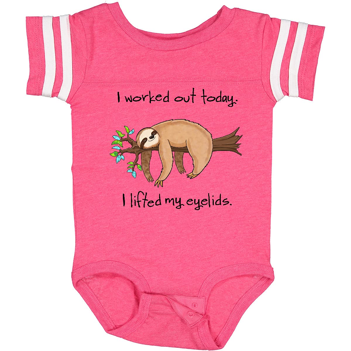 Inktastic 'I Worked Out Today - Lifted My Eyelids' Cute Sloth Baby Bodysuit - Soft Cotton Onesie for Newborns & Infants - Perfect for Playtime, Gym Days & Funny Gift Occasions
