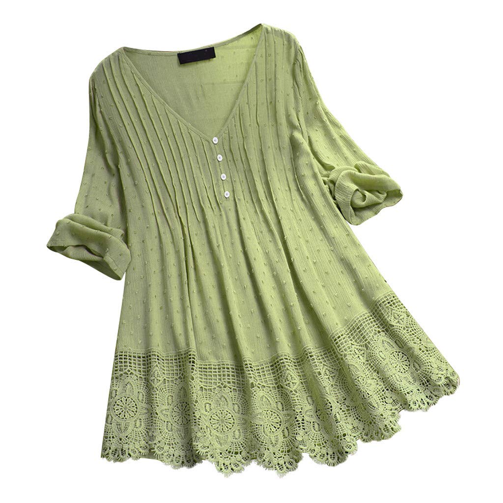 Vintage Lace V-Neck Blouse - Summer Women's Tops for Casual Outings