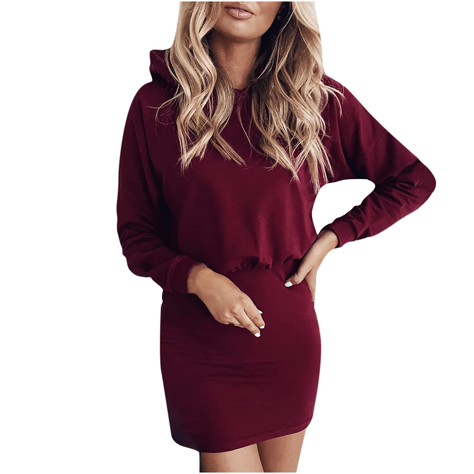 Elegant Women's Formal Dresses - Autumn & Christmas Party Wear, Comfortable Loose Fit Hooded Long Sleeve Dress with O-Neck Design | Perfect for Office Parties, Holiday Gatherings & Special Occasions