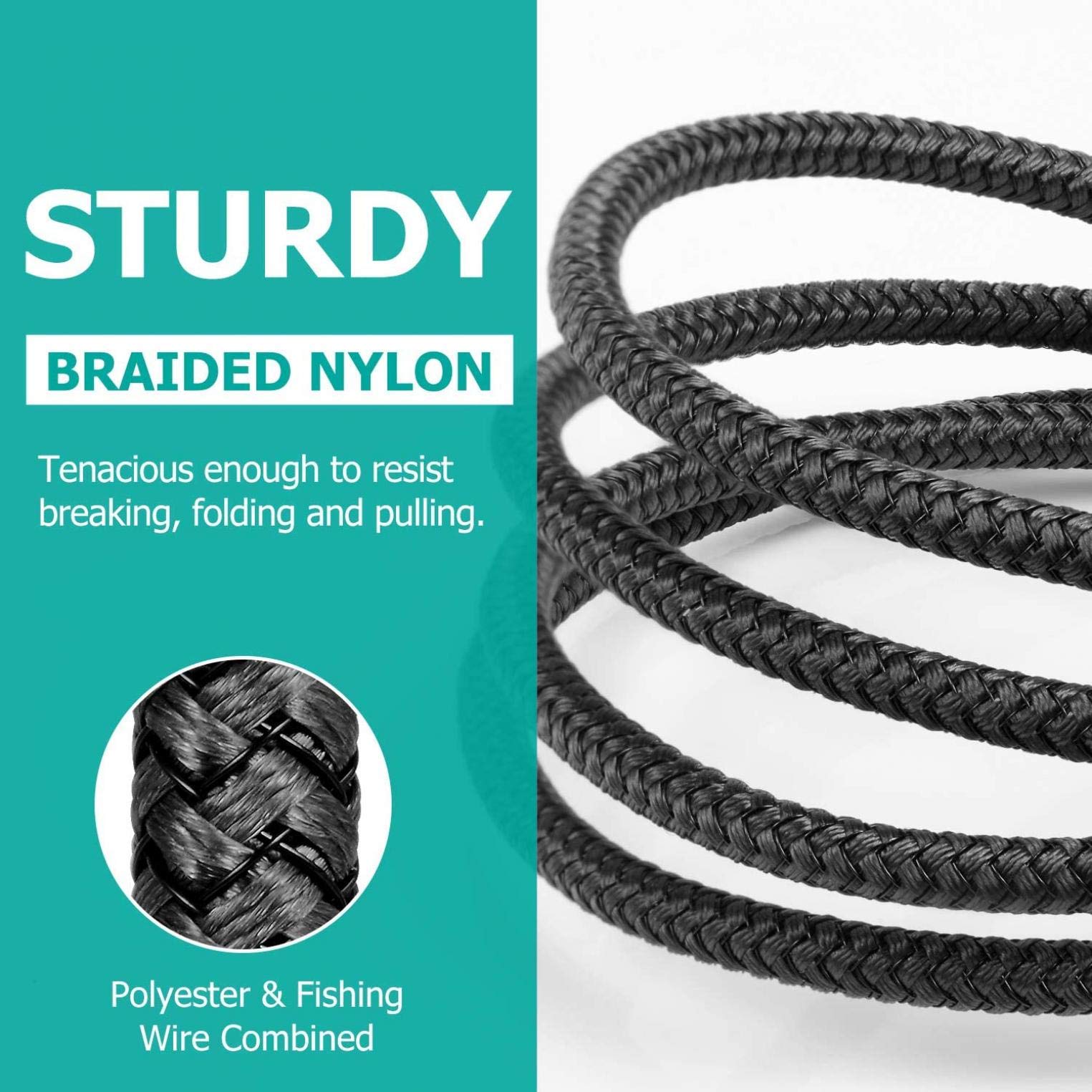 6ft Braided USB-C Cable Fast Charging Cord Compatible with Xiaomi Mi 9/9T/Mix 2/Redmi Note 7 - Durable Nylon Power Wire for Home, Office & Travel Charging