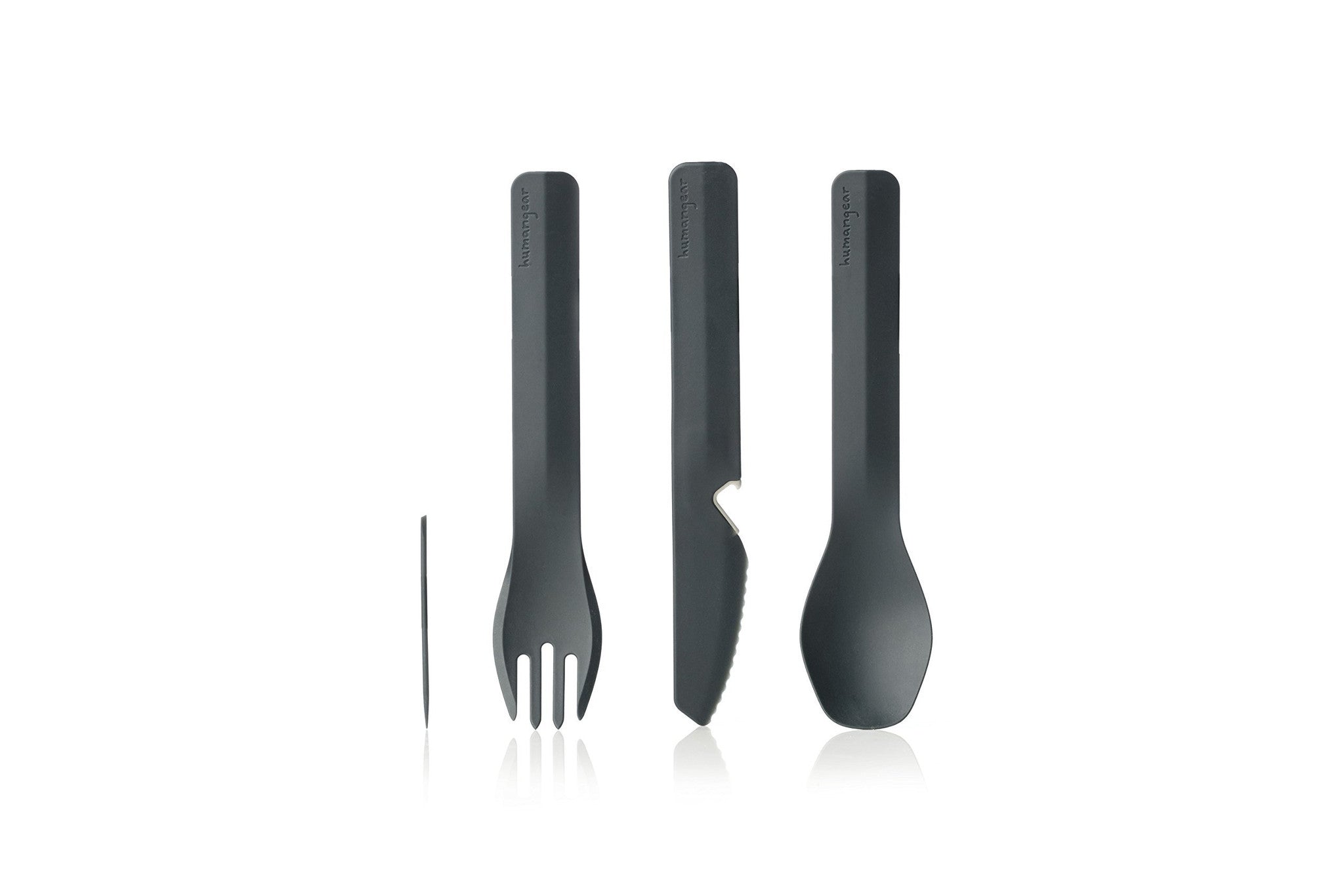 Humangear GoBites Compact Travel Utensils Set - 3-Piece Foldable Spoon, Fork & Knife for Camping, Hiking & Backpacking - Lightweight & Portable Cutlery for Outdoor Adventures, Picnics & On-the-Go Meals