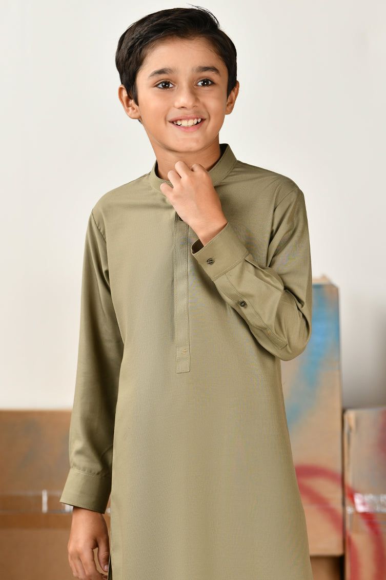 Elegant Blended Mehndi Green Shalwar Kameez by J. Junaid Jamshed | Traditional Pakistani Dress for Weddings & Festivals