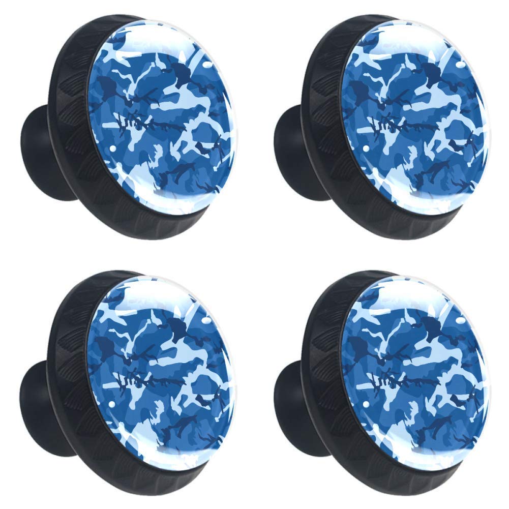 Navy Blue Camouflage Military Style Cabinet Knobs - Drawer Handles with Screws for Home Office Wardrobe Cupboard Dresser Door - Perfect for DIY Furniture Upgrades & Home Decor Projects