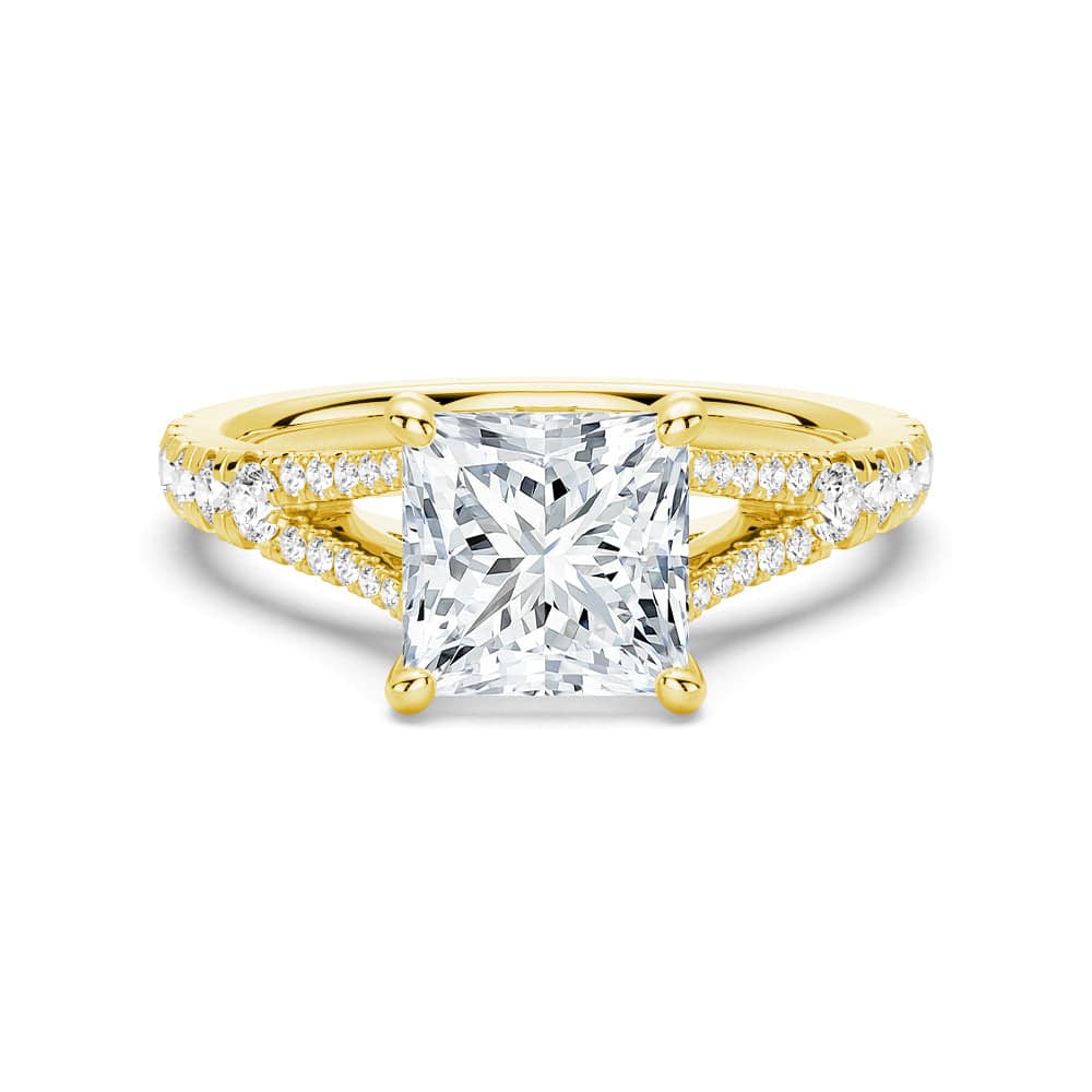Princess Cut Split Shank Moissanite Engagement Ring for Women - Sparkling Wedding Proposal Jewelry Gift for Fiancee, Anniversary & Special Occasions