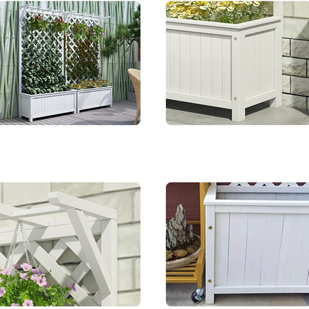 60x30x90cm White Wooden Raised Garden Bed - Free Standing Planter Box for Indoor Outdoor Gardening, Balcony, Yard & Patio - Perfect for Vegetables, Flowers & Climbing Plants