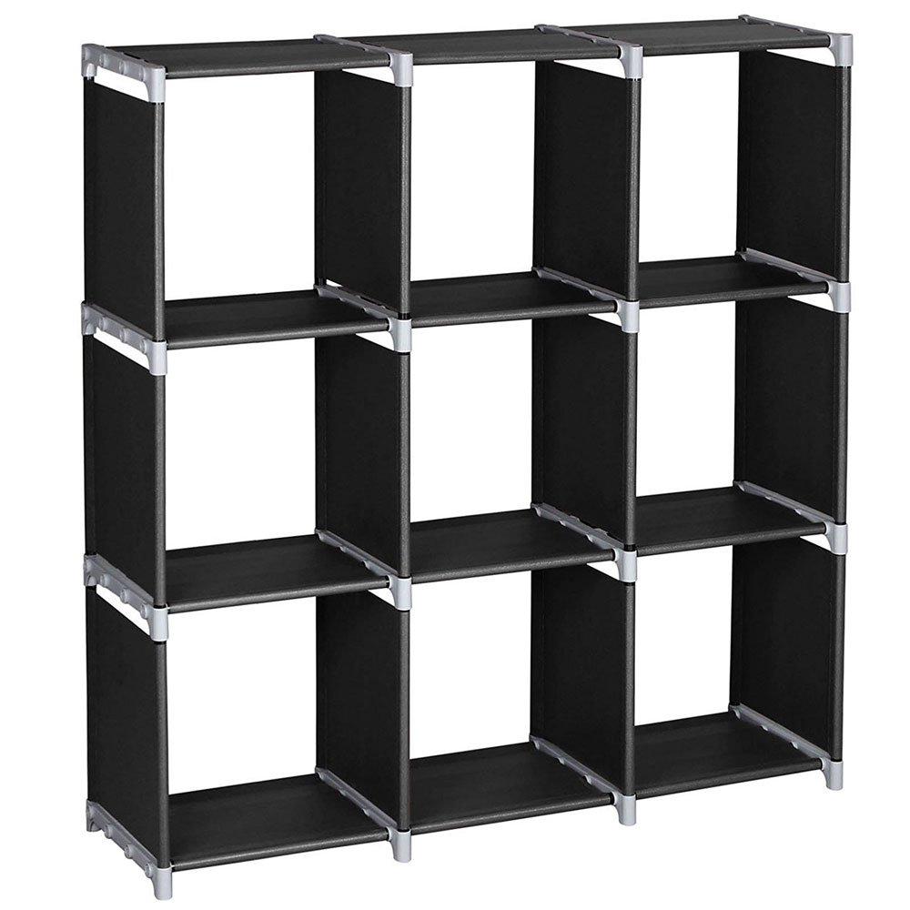 Modular Cube Storage Organizer - 9 Compartment DIY Closet Shelf Unit for Bedroom, Living Room & Office (Black, 3-Tier) - Perfect for Closet Organization, Book Storage & Home Decor