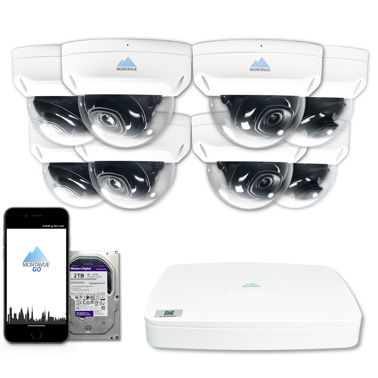 MTD4095 4MP 2K Security Camera System - 8 Channel NVR with 2TB HDD & SMD+Dome Cameras for Home/Office Surveillance | Indoor/Outdoor Use