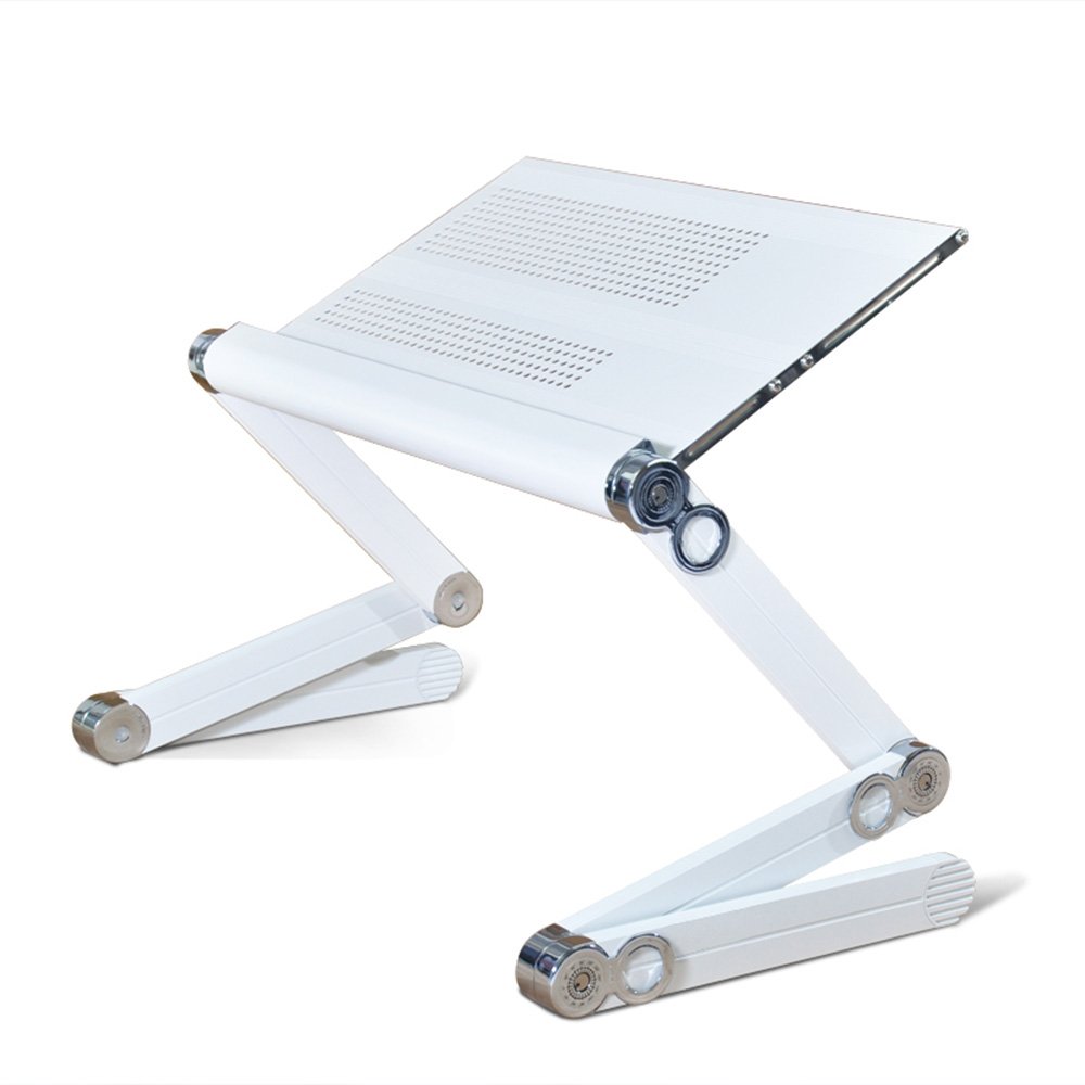 Foldable Laptop Desk with Mouse Tray - Adjustable Portable Computer Stand for Sofa, Bed & Office - White 52cm Ergonomic Notebook Holder for Work, Study & Gaming