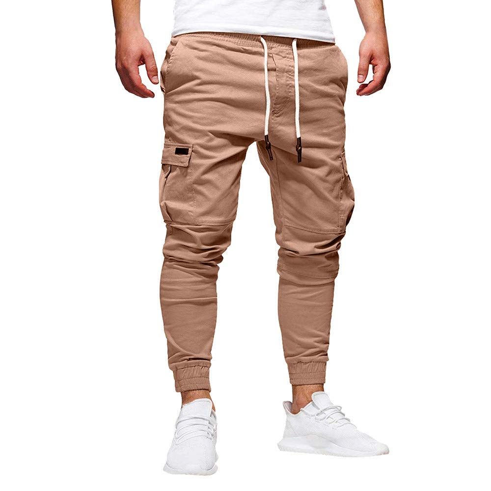 Breathable Summer Work Pants for Men - Casual Sweatpants with Drawstring | Bandage Color | Loose Fit & Comfortable | Perfect for Outdoor Activities, Gym & Lounge Wear