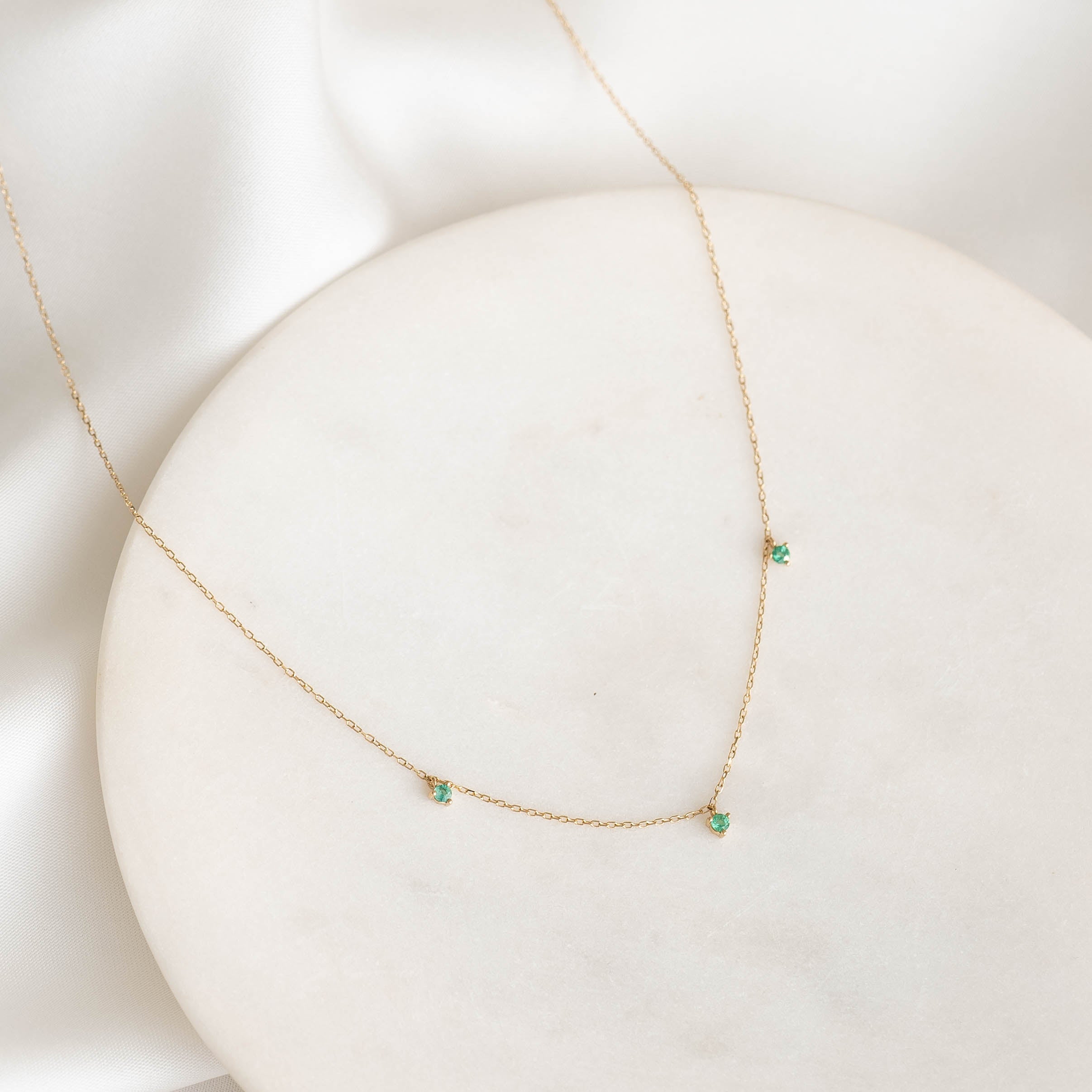 14K Gold Emerald Necklace - Elegant Green Gemstone Jewelry for Women, Perfect for Weddings, Parties & Special Occasions