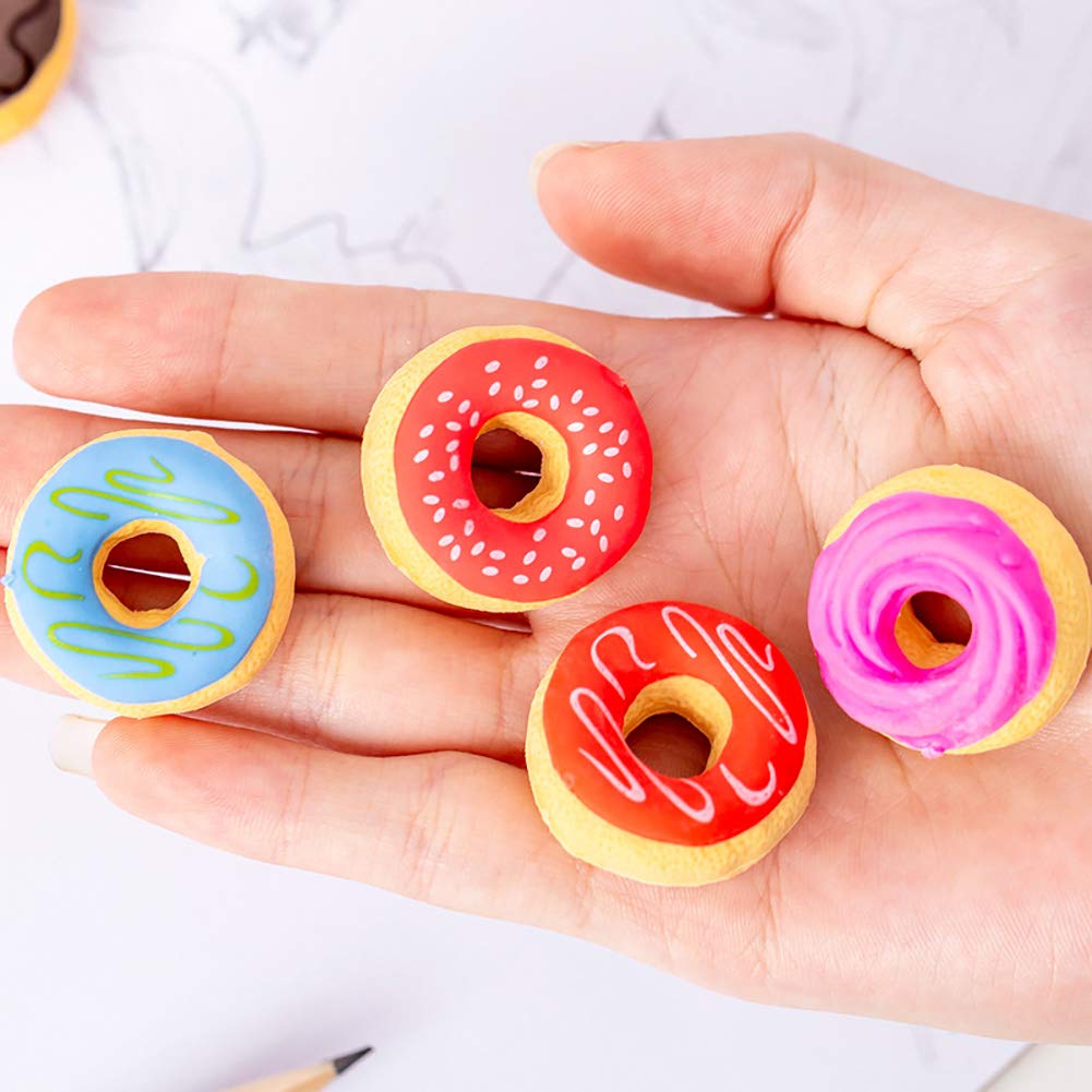 24-Pack Donut-Shaped Pencil Erasers - Fun Puzzle Erasers for Kids Party Favors, Classroom Rewards & School Supplies - Cute Food-Themed Erasers for Students, Teachers & Office Use