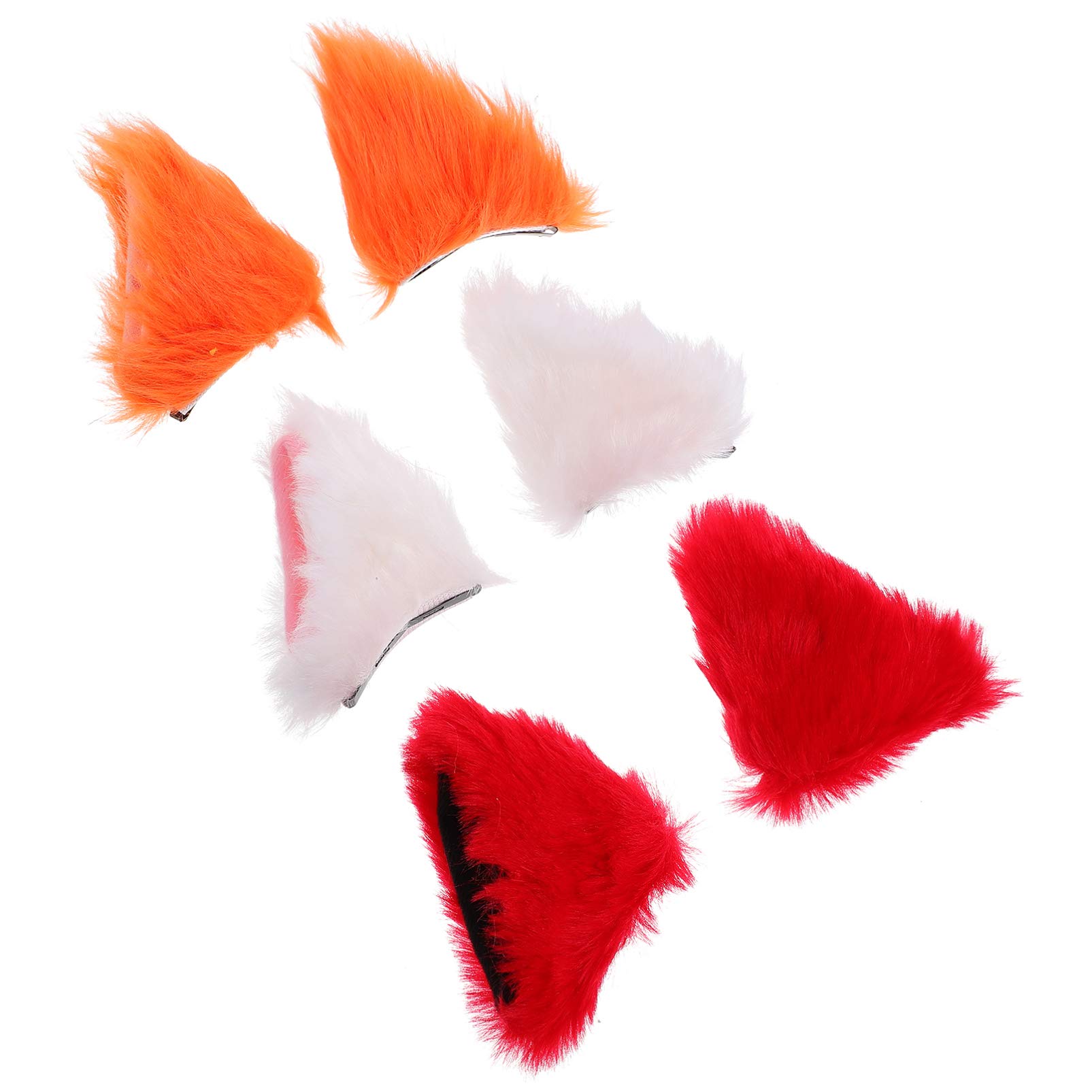 Beaupretty 3 Pairs Plush Cat Ear Hair Clips - Faux Rabbit Fur Kawaii Cat Ear Headband for Prom, Cosplay & Halloween Costume Accessories - Cute Hairpins for Women and Girls