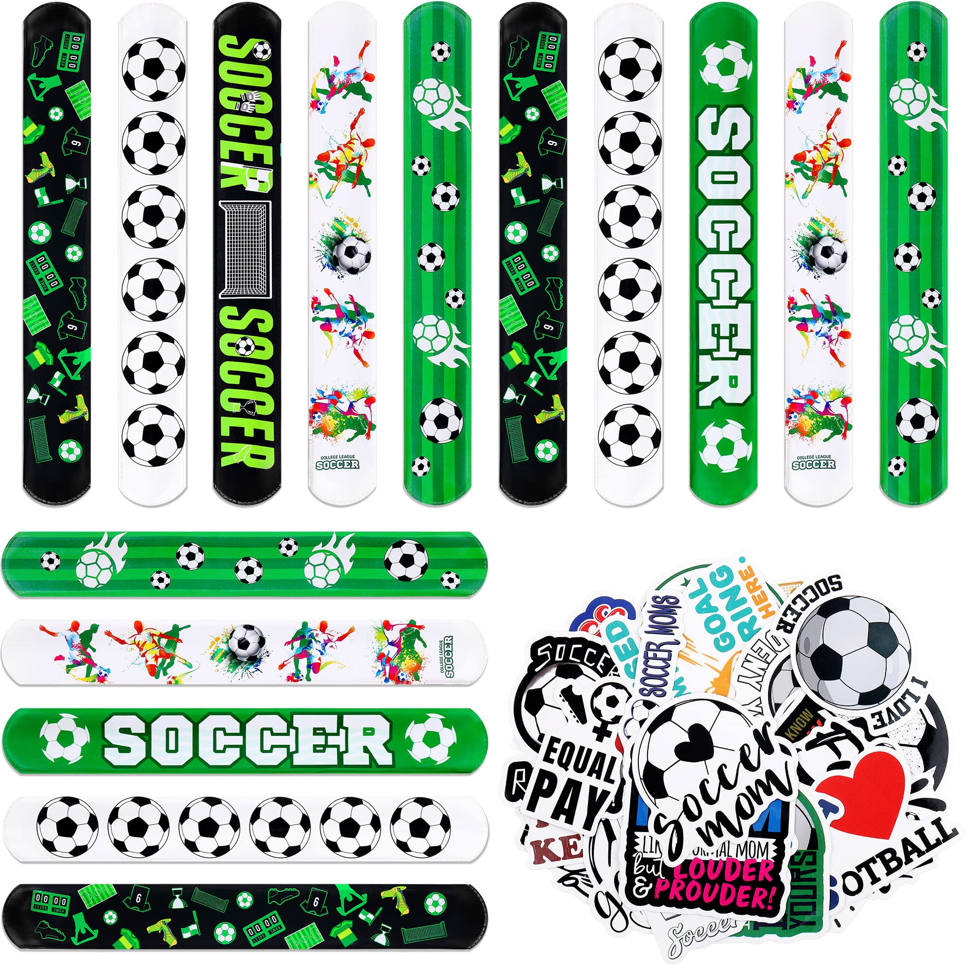 98 Pcs Soccer Slap Bracelets Set - Fun Soccer Party Favors, Birthday Gifts & Decorations for Kids Boys - Football Party Supplies, Goodie Bag Fillers - Perfect for Soccer Themed Parties, Team Events & Youth Sports Celebrations