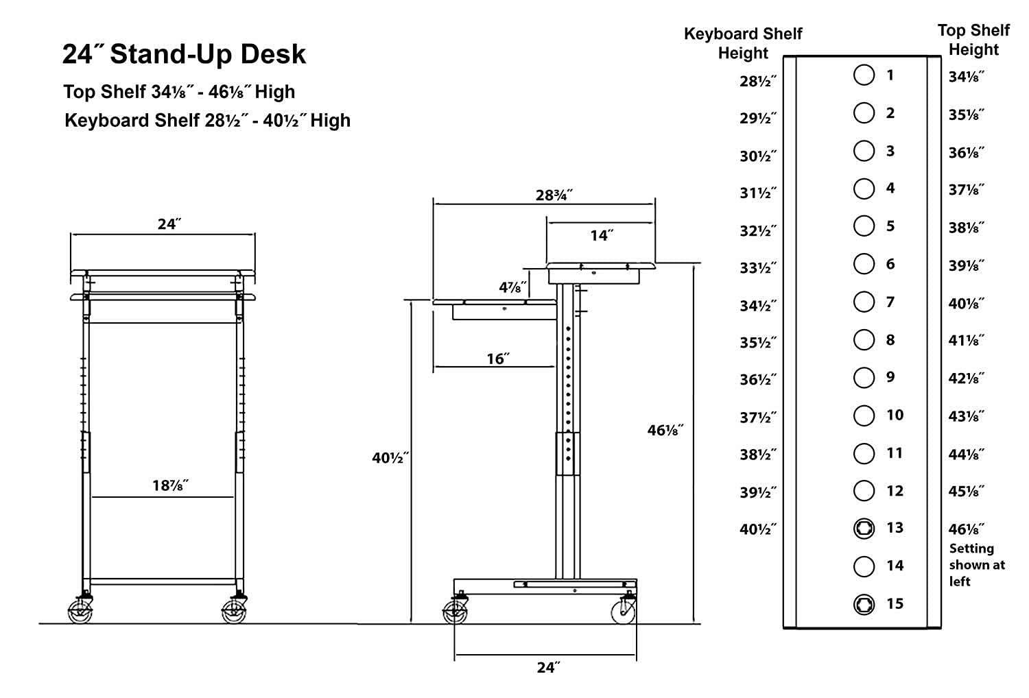 Adjustable Height Rolling Standing Desk with Two-Tier Workstation - Black Frame & Teak Top (24