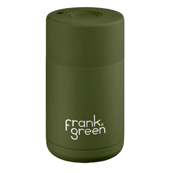 Frank Green Original Reusable Coffee Cup - 16oz Insulated Stainless Steel Travel Mug with Lid, Leak-Proof & Eco-Friendly (Perfect for Office, Commuting, Hiking & Outdoor Activities)