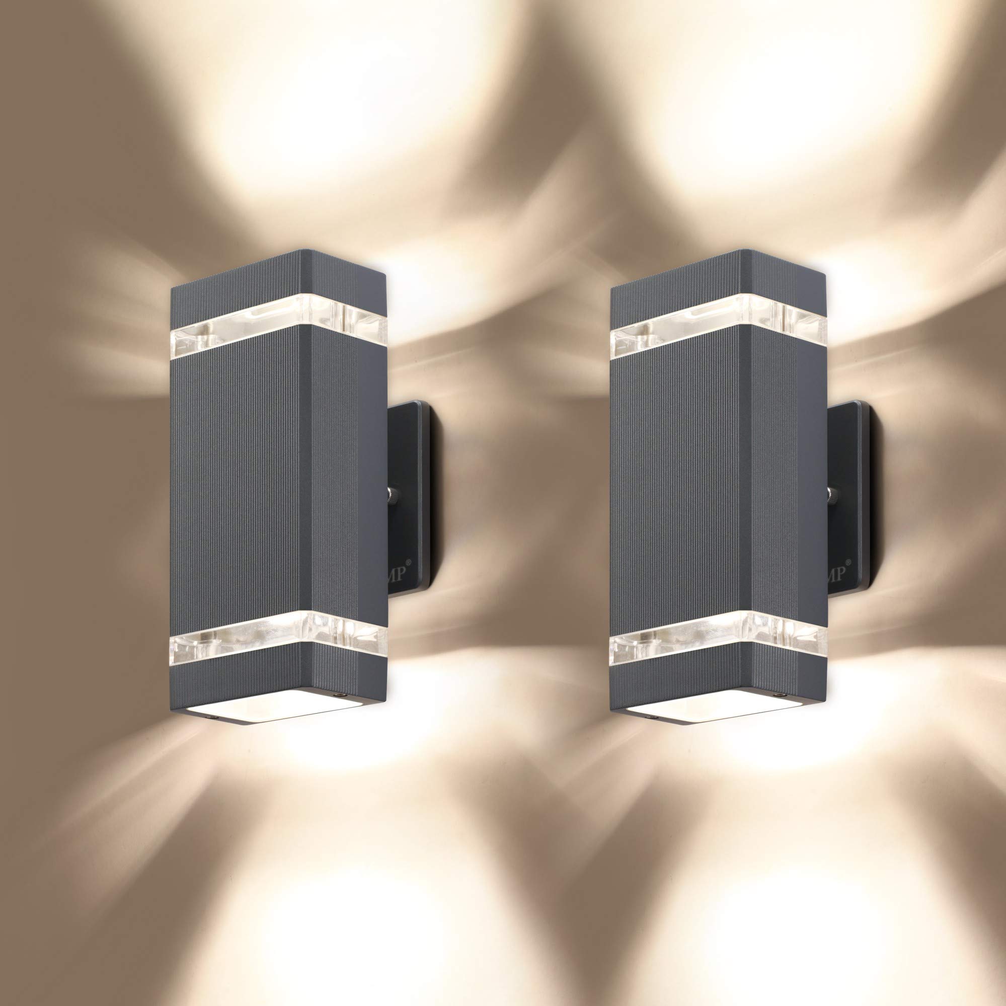 2 Pack LED Square Up and Down Wall Lights - 3000K 5W Waterproof Outdoor Lighting, Aluminum Body with ETL Certification - Perfect for Patio, Garden, and Facade Illumination