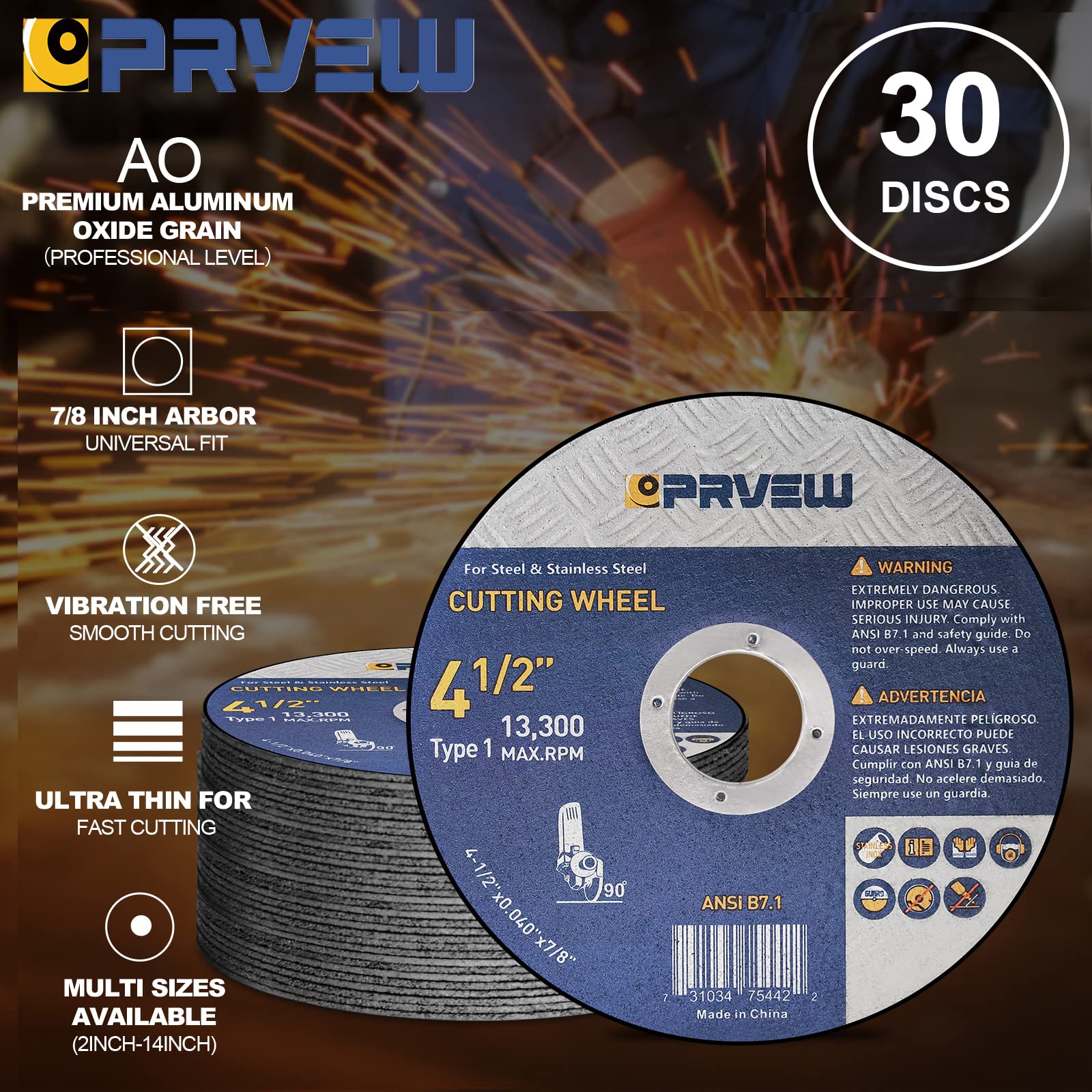 30-Pack 4.5 Inch Cut Off Wheels for Angle Grinder - 4.5