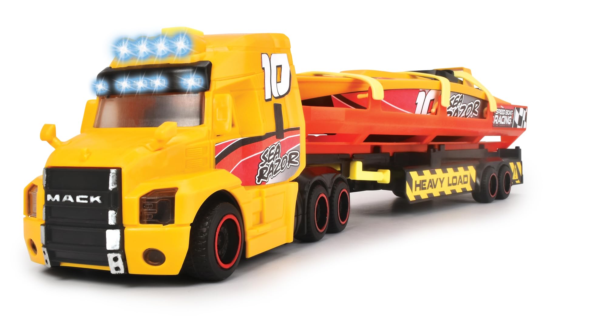 Dickie Toys - Mack Truck with Trailer and Boat | Durable Die-Cast Toy Vehicle for Kids | Perfect for Pretend Play, Construction Scenes & Outdoor Adventures
