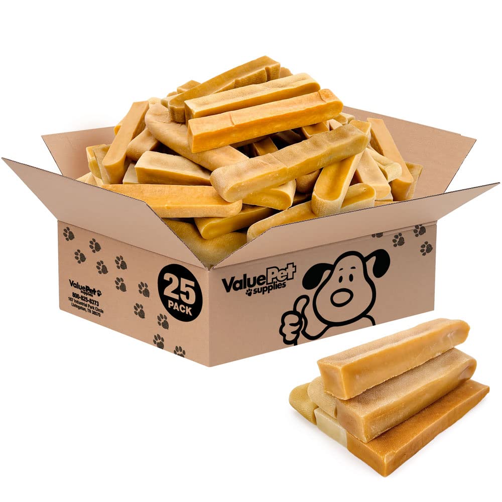 ValueBull Himalayan Yak Cheese Dog Chews - Extra Large 25ct Bulk Pack | Long-Lasting Natural Treats for Aggressive Chewers | All-Natural, Healthy & Safe Low-Odor Nepal Yak Milk Chews | Perfect for Training, Teething & Dental Health
