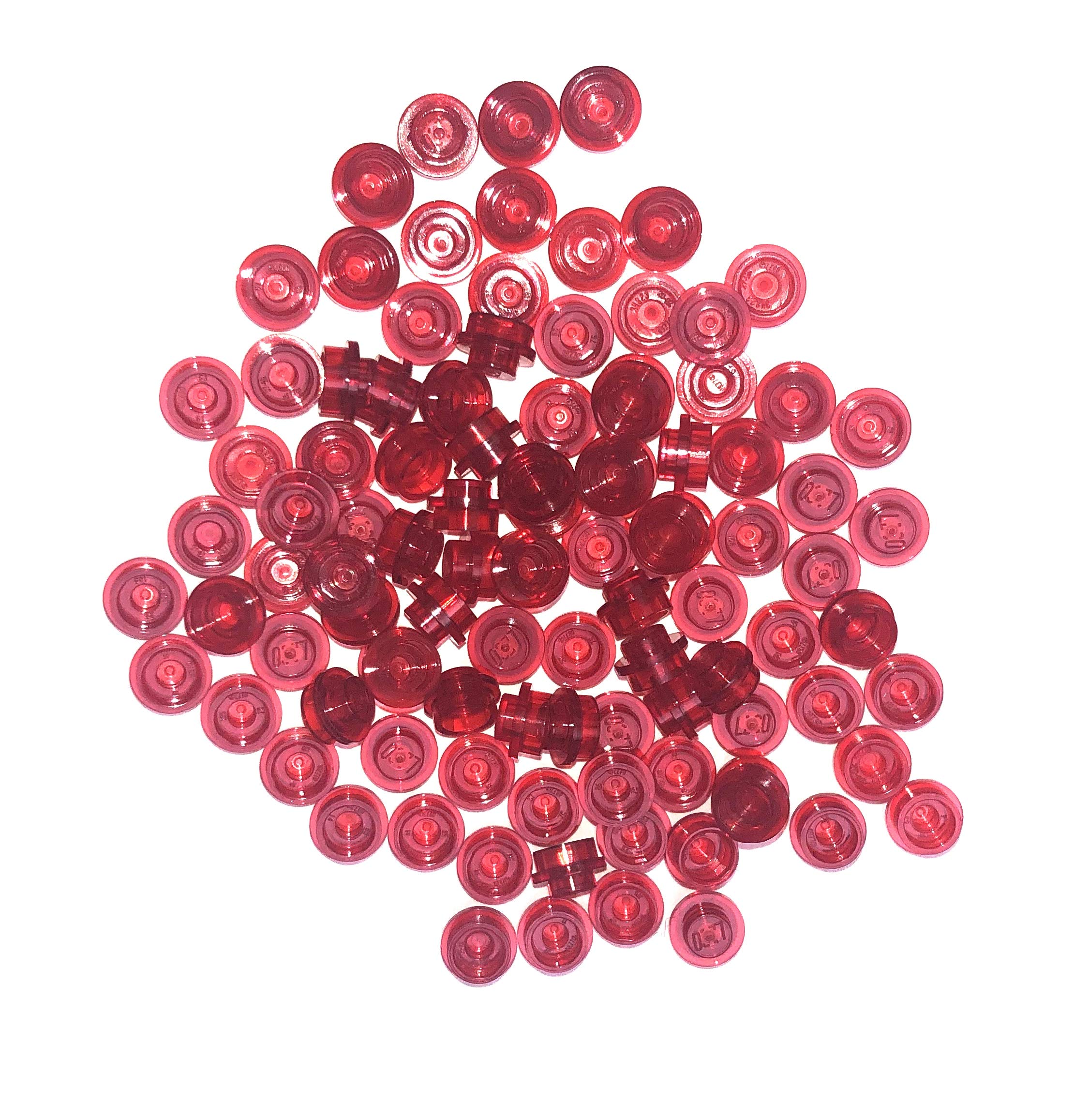 50PCS 1x1 Transparent Red LEGO Plates Bulk - Compatible with LEGO Bricks for Building, MOC, and DIY Projects - Perfect for Kids, Collectors, and Model Enthusiasts