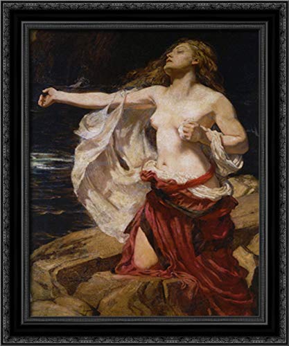 20x24 Black Ornate Wood Framed Canvas Art Print - Ariadne by Herbert James Draper | Greek Mythology Wall Decor for Living Room, Bedroom & Office
