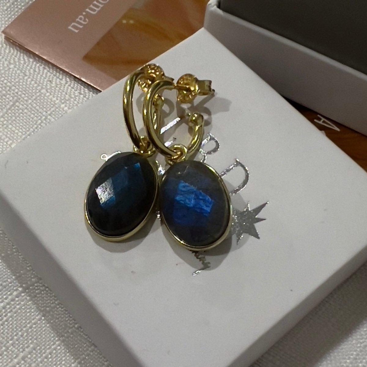 Laihas Iridescent Gold Labradorite Hoop Earrings for Women - Elegant Gemstone Jewelry for Party, Wedding & Everyday Wear