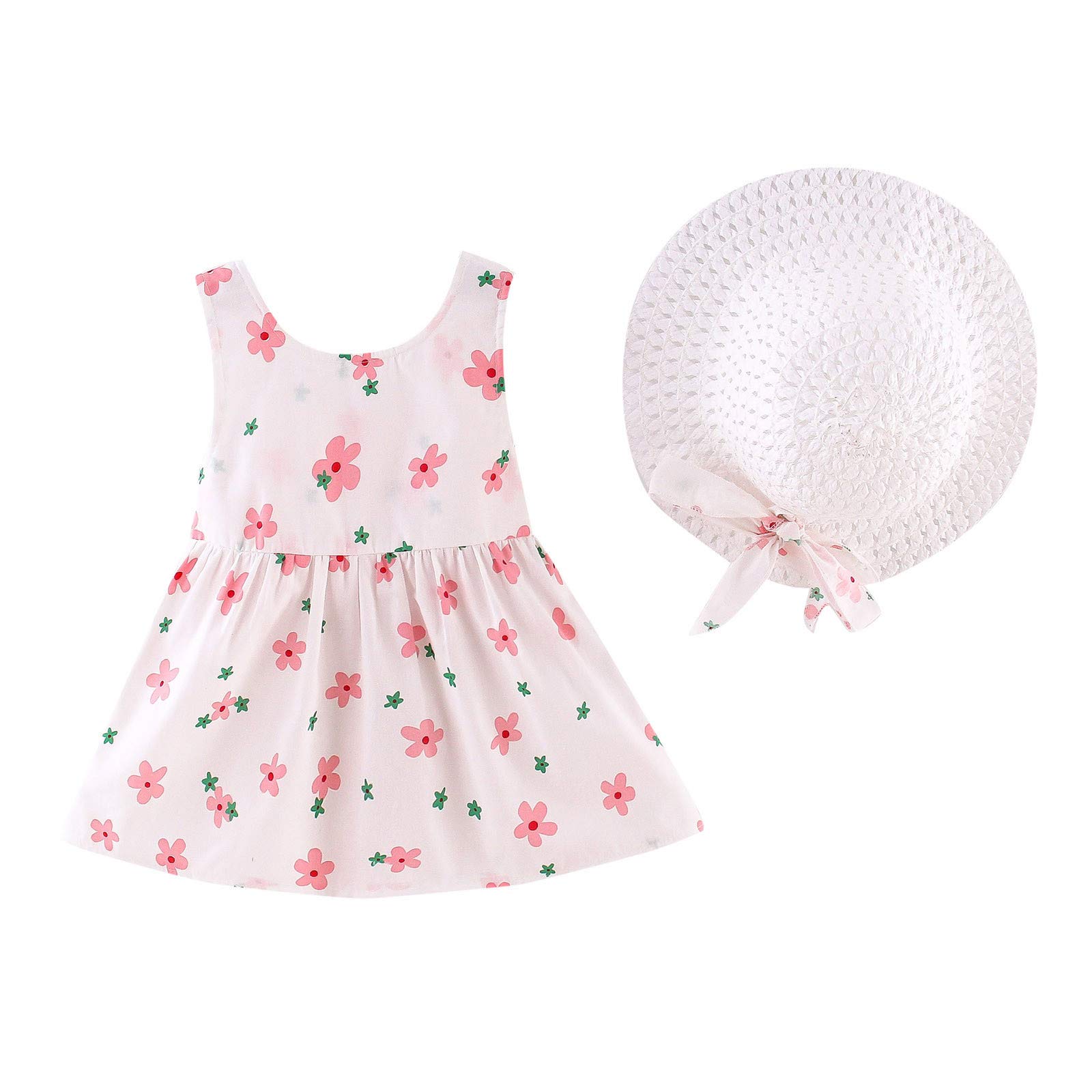 Princess Dress Outfits for Girls - Floral Hat & Corduroy Sleeveless Toddler Dress with Skirt | Perfect for Birthday Parties, Photo Shoots & Special Occasions