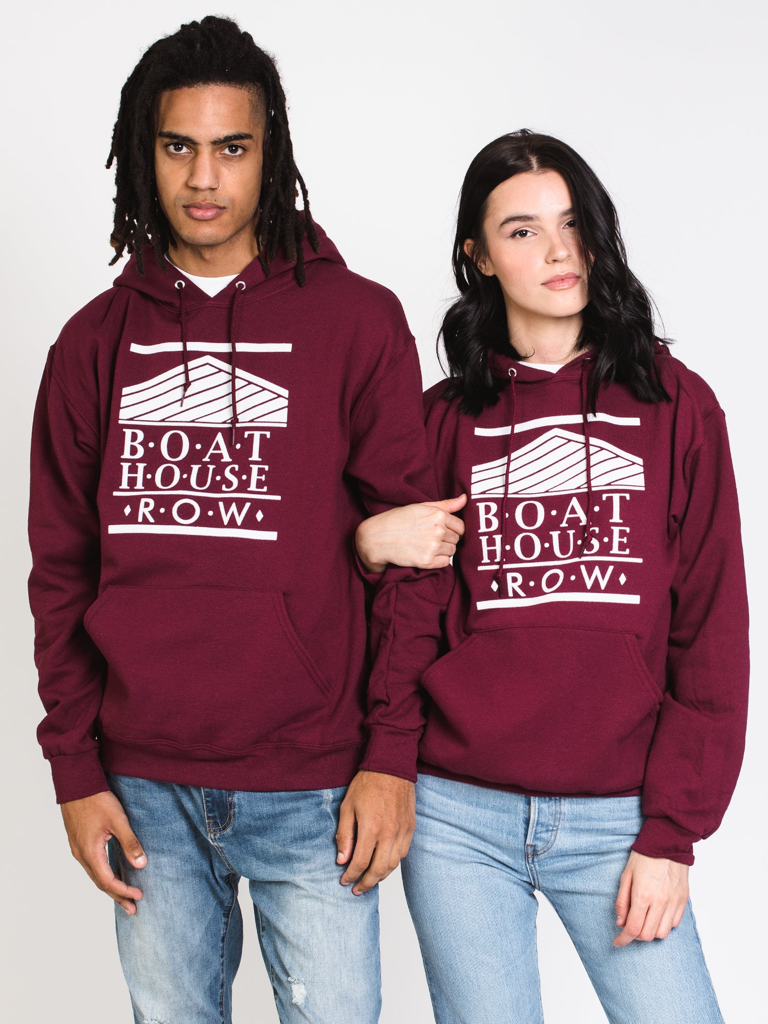 BOATHOUSE RETRO BH LOGO FLOCK HD MARCH CLEARANCE SALE - Vintage Style Hoodie for Men & Women - Perfect for Casual Wear, Street Fashion, and Outdoor Activities