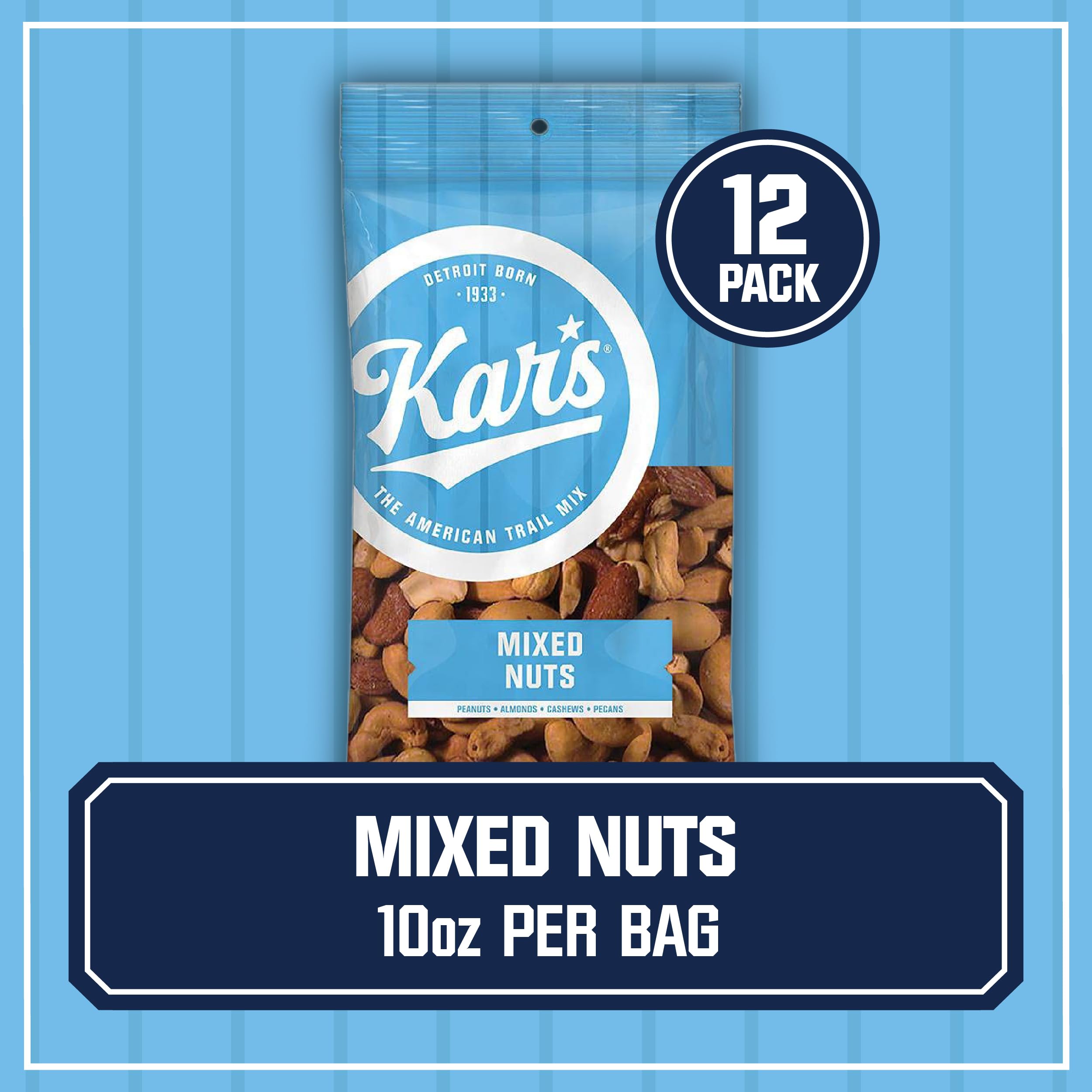Kar's Nuts Mixed Nuts Snack Packs - 10 oz Bulk Pack of 12 | Healthy Trail Mix with Almonds, Cashews & Peanuts | Perfect for Office Snacks, School Lunches & Road Trips