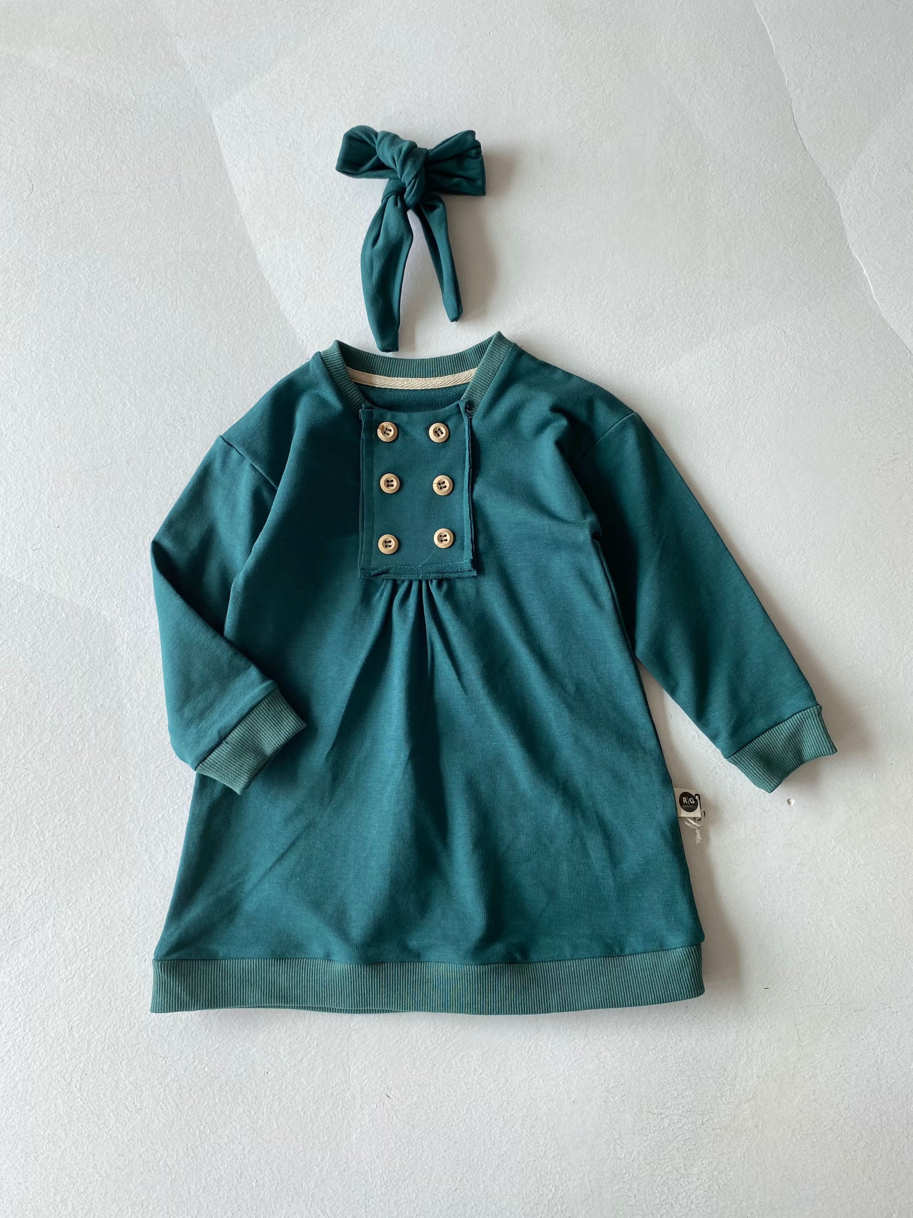 Baby Girl 2-Piece Outfit Set with Front Button Dress and Ruffled Headband - Perfect for Photoshoots, Parties & Special Occasions