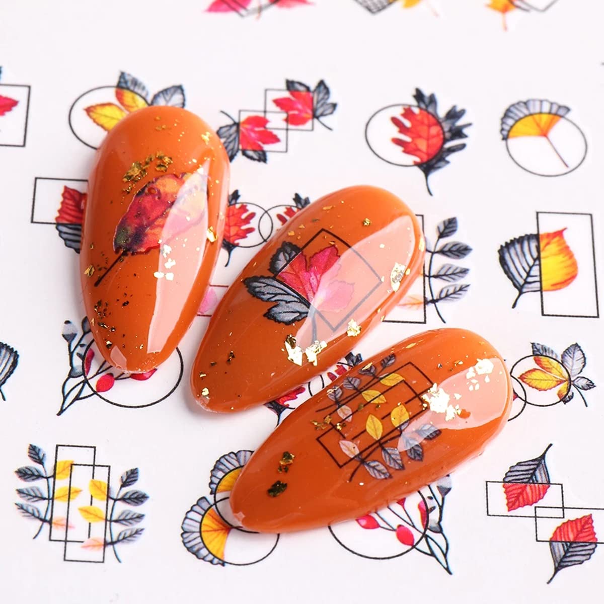 Fall Nail Stickers - Autumn Leaves & Pumpkin Thanksgiving Nail Decals | DIY Water Transfer Nail Art for Women & Girls | 12 Sheets | Perfect for Halloween, Thanksgiving Parties & Seasonal Manicures