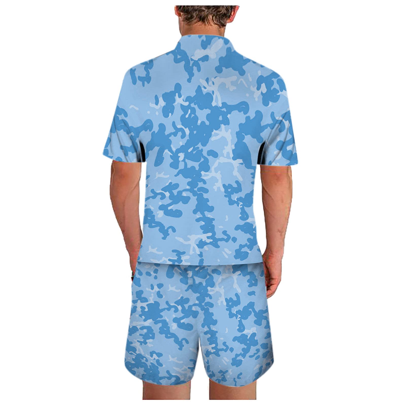 **Men's 2-Piece Graphic Print Summer Outfit - Short Sleeve Crewneck T-Shirt & Athletic Shorts Set | Workout, Gym, Casual Wear | Breathable & Comfortable**