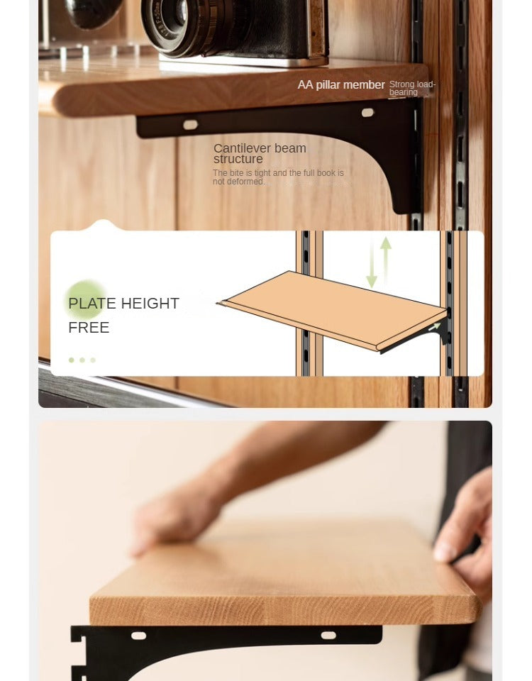 Oak Solid Wood Wall Hanging System & Storage Rack Combo - Durable Wooden Shelf Organizer for Kitchen, Bathroom, Bedroom & Office Storage Solutions