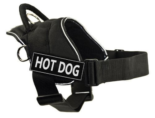 DT Fun Hot Dog Dog Harness with Reflective Trim - X-Large (34-47 Inch Girth) for Large Dogs - Perfect for Night Walks & Outdoor Adventures