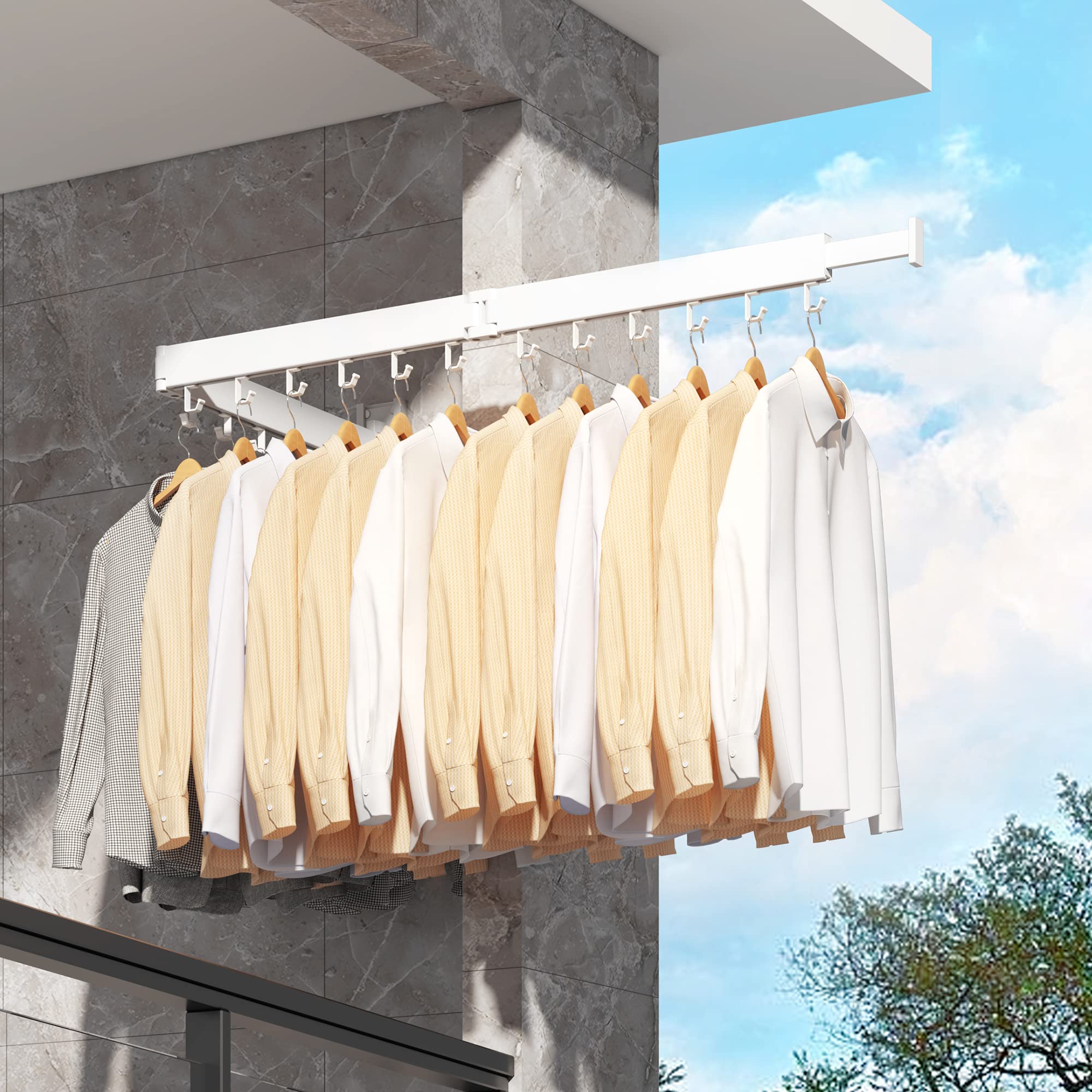 Wall Mounted Drying Rack - Foldable & Retractable for Laundry Room