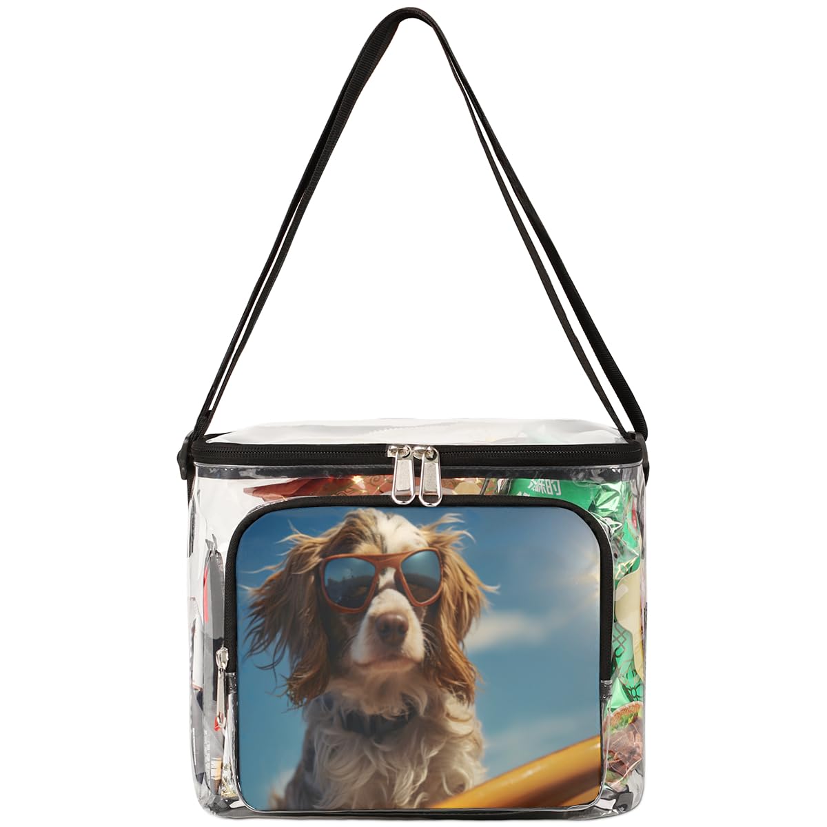GzLeyigou Clear Dog Surfboard Tote Bag with Handles - Transparent Crossbody Shoulder Bag for Pets, Perfect for Beach, Surfing, Outdoor Travel, Picnic, Concerts & Sports Events | Stadium Approved Pet Carrier & Lunch Bag