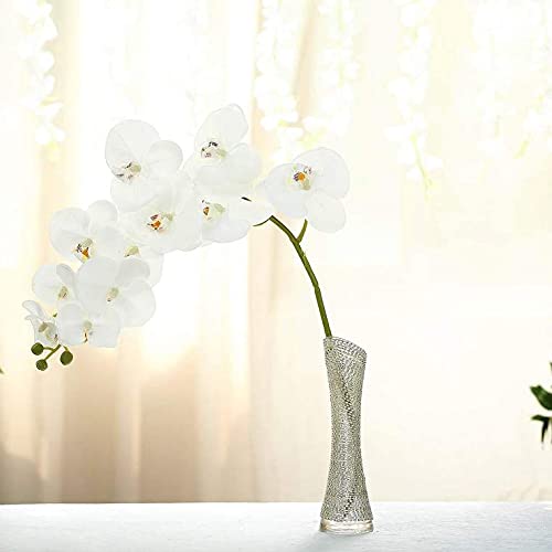 40 Inch Artificial Phalaenopsis Silk Orchid Flowers - Real Touch White Fake Orchid Branches for Home, Office, Wedding, Party & Event Decor - Pack of 2 - Perfect for Centerpieces, Vase Arrangements & Wall Decor
