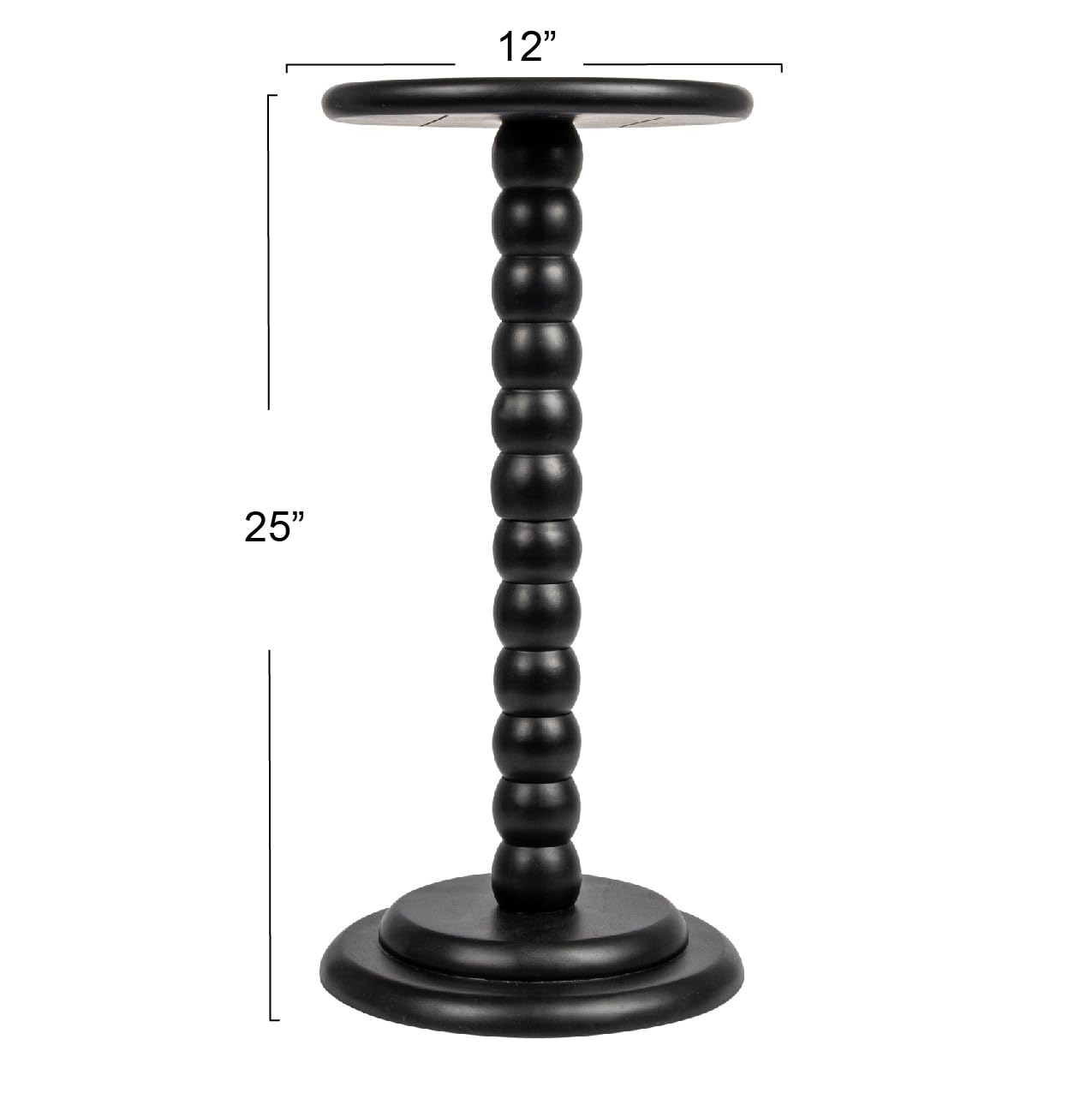 Creative Co-Op Stacked Pedestal Cocktail Side Table - Modern Black Accent Table for Living Room, Bedroom or Patio - Perfect for Drinks, Books & Home Decor