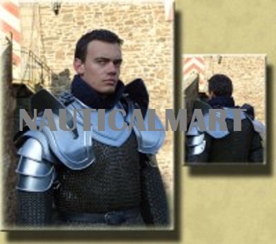 NauticalMart Medieval Plate Armor Shoulders - Classic Knight Armor with Blade Breakers - Glossy Polished Steel - Perfect for LARP, Cosplay & Renaissance Fairs