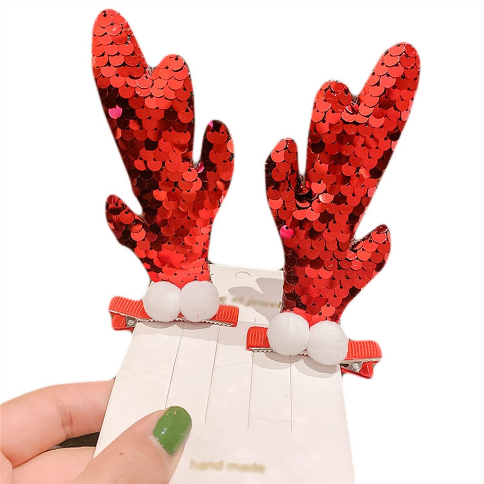 Antler Hair Clips - 2 Pairs Cute Reindeer Hair Barrettes for Women, Girls & Kids | Alligator Deer Horn Ears Hair Pins for Christmas Party, Holiday & Cosplay | Festive Hair Accessories for Christmas Costumes, School Plays & Themed Events