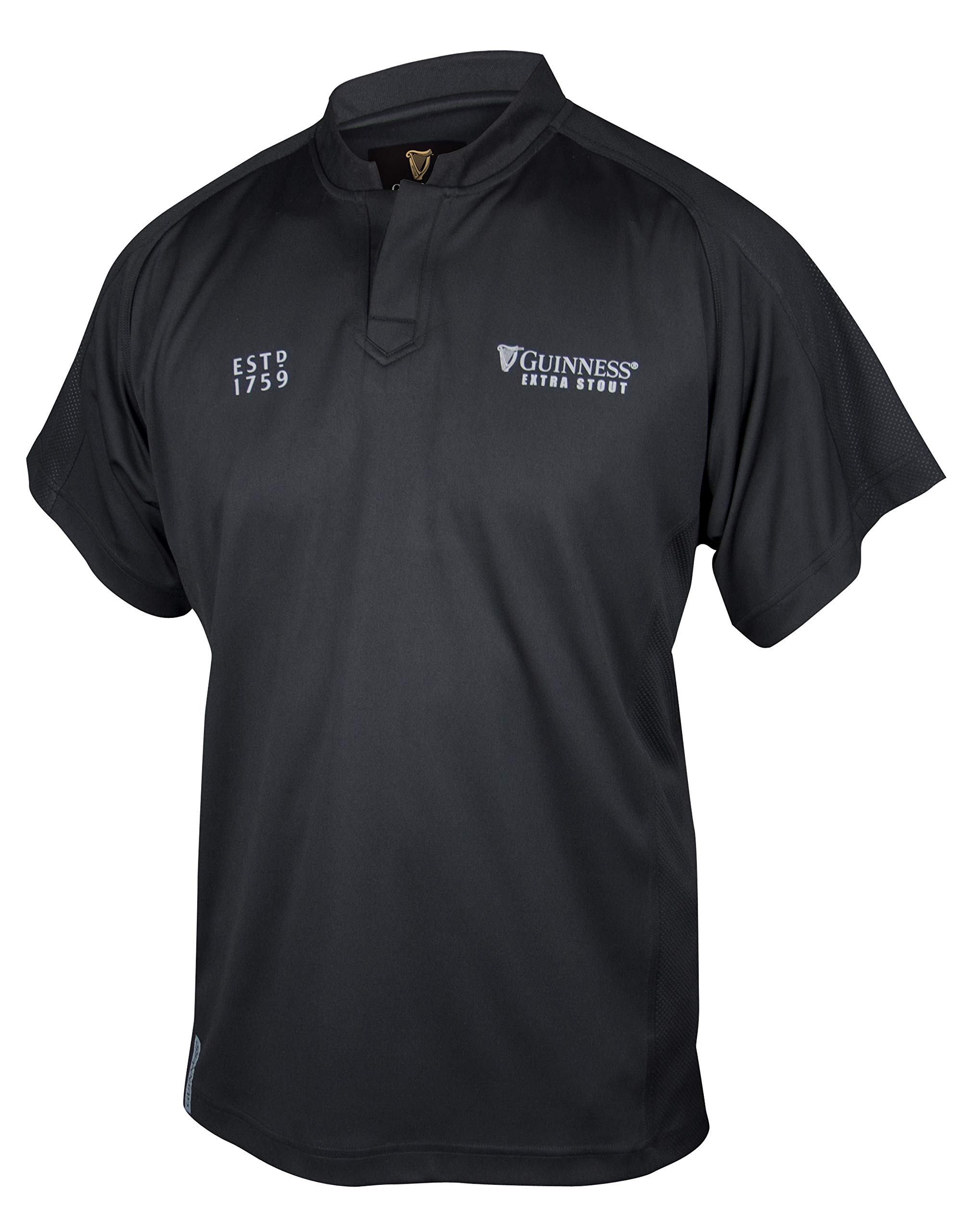 Guinness Black Embossed Print Rugby Jersey - Authentic Rugby Shirt for Men - Perfect for Game Day, Sports Events & Fan Gear