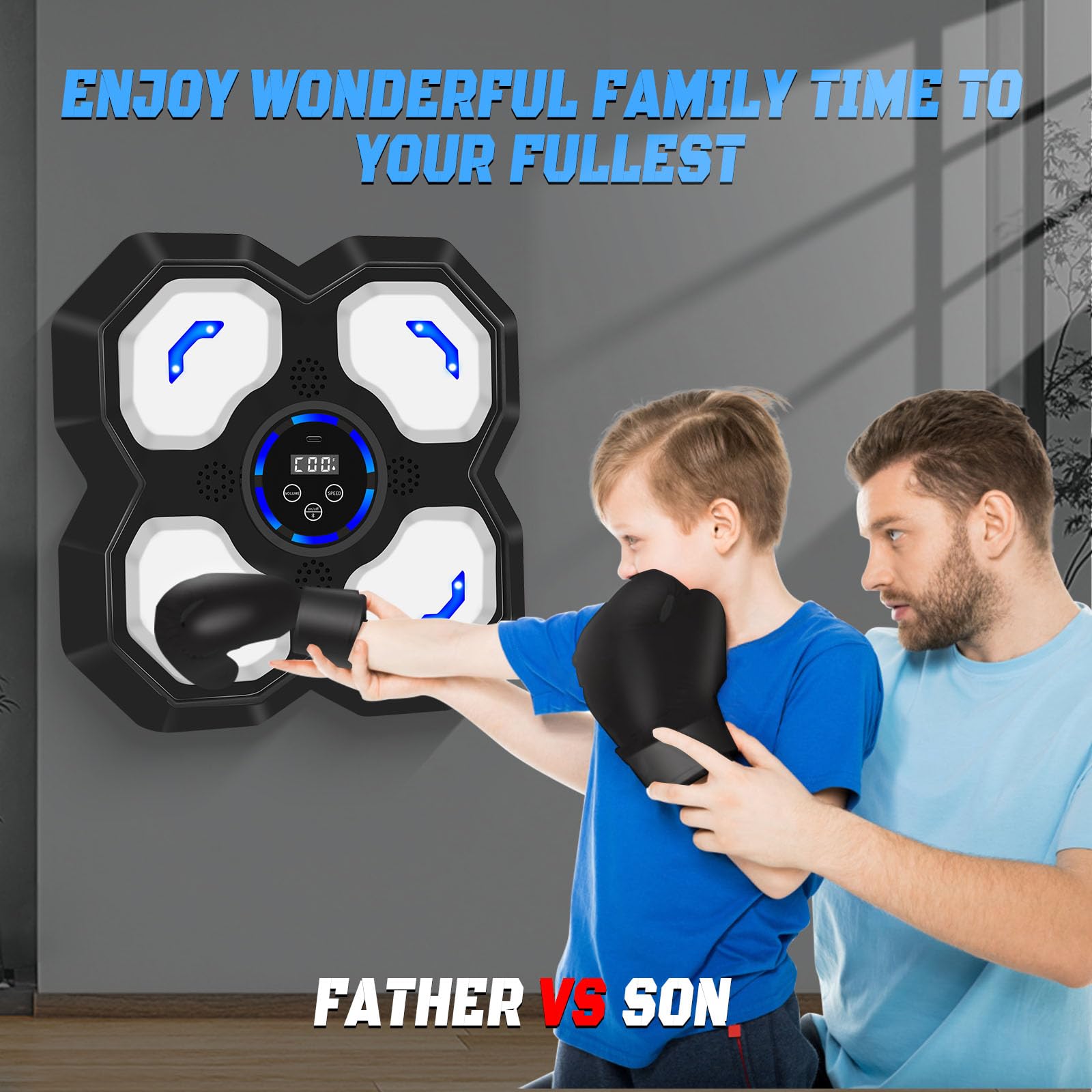 Music Boxing Machine for Kids, Teens & Adults - Boxing Trainer Equipment with Gloves | Wall-Mounted LED Electronic Focus Training for Home, Office & Gym | Perfect for Fitness, Stress Relief & Cardio Workouts
