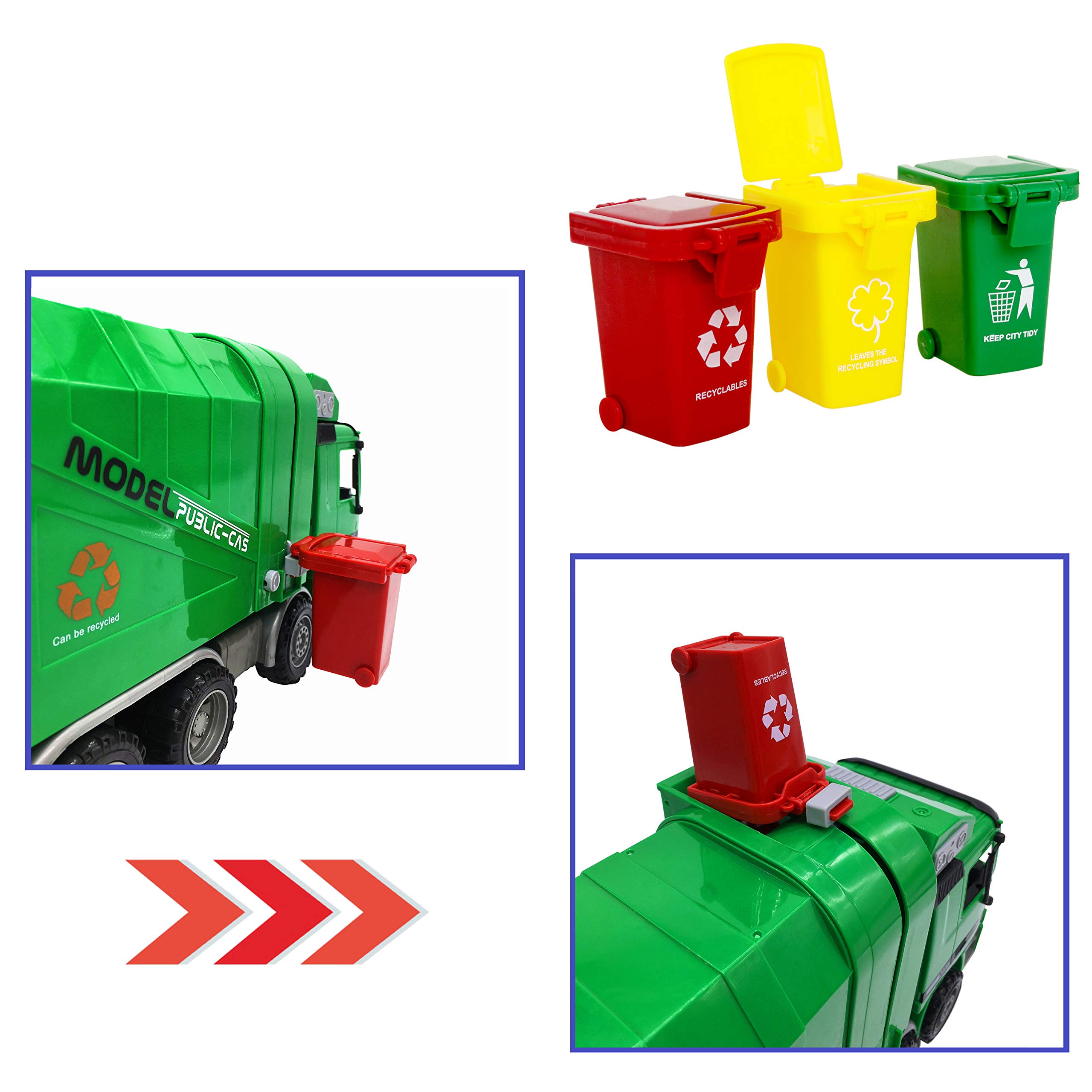 Mini Trash Can Toy Set for Kids - 2 Inch Garbage Truck Accessories, Curbside Vehicle Bins for Toddlers | Pretend Play, Educational Toys, Recycling Learning