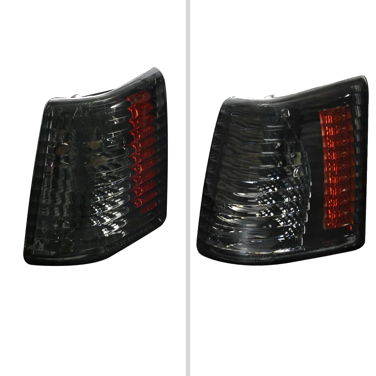 Carpartsinnovate Black Headlights with Bumper Corner Lamps - Pair for 1993-1996 Jeep Grand Cherokee SUV | Replacement Headlight Assembly for Off-Roading & Night Driving