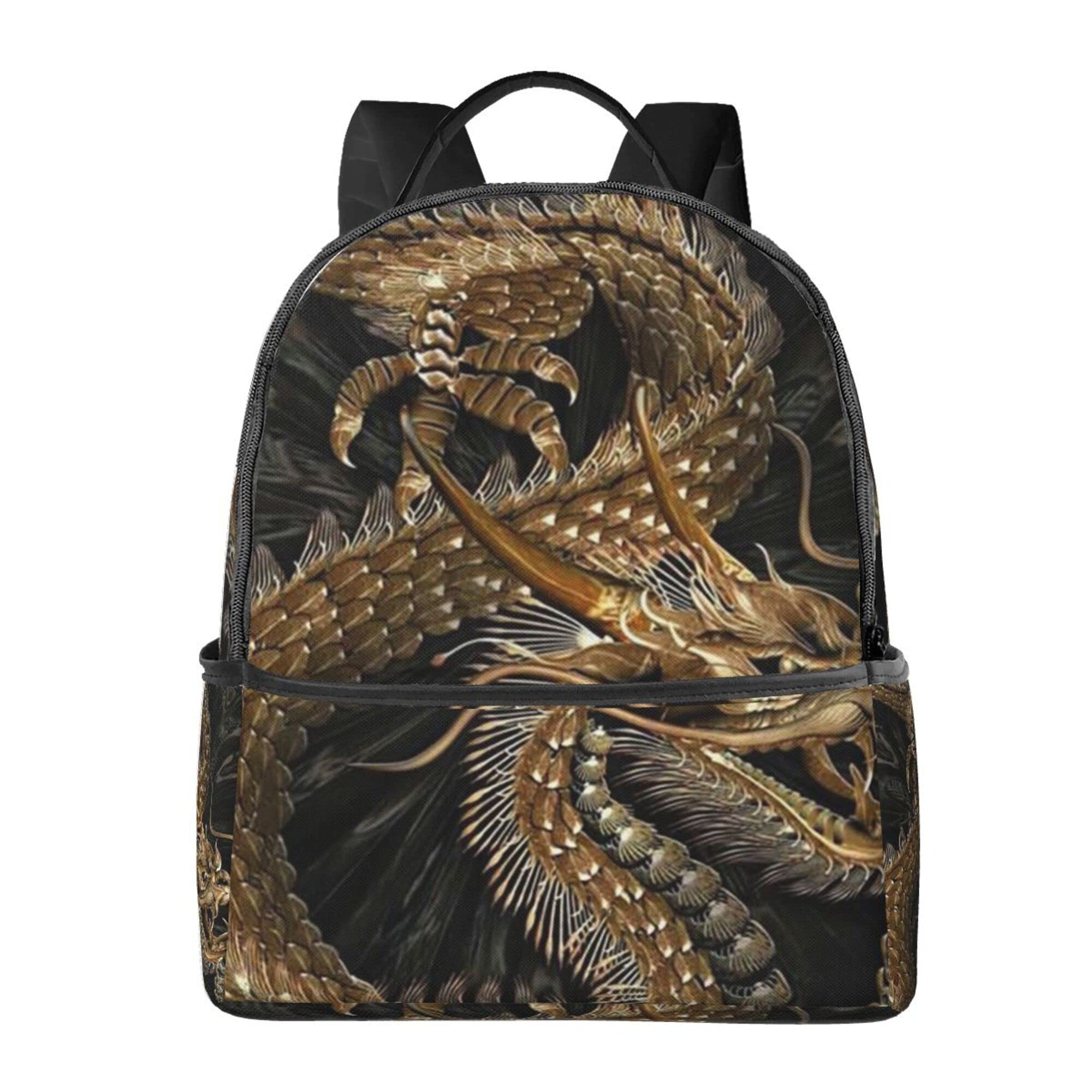 Lightweight Anti-Theft Backpack for Travel & School - Hiking Daypack for Teens & Adults with Chinese Dragon Design